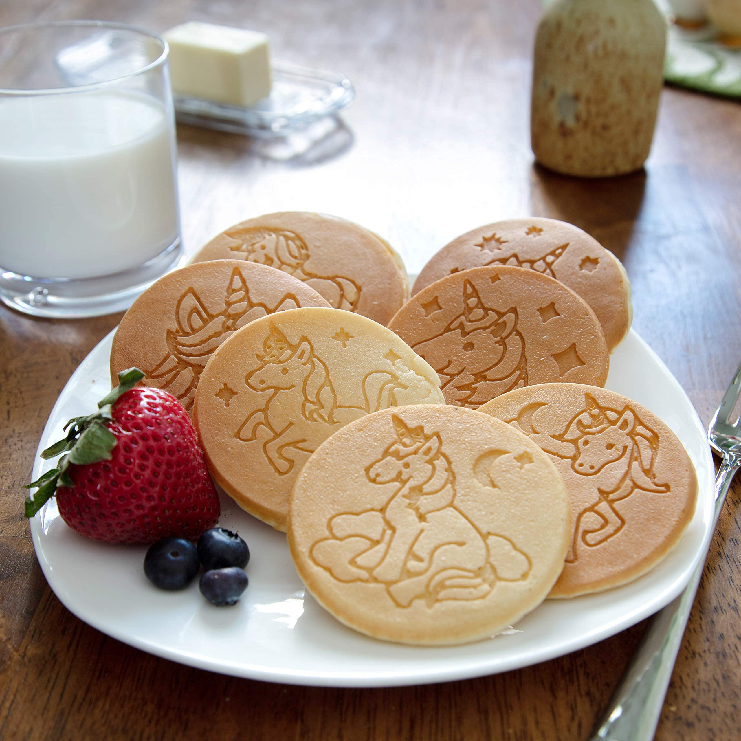 Unicorn Mini Pancake Pan - Make 7 Unique Flapjack Unicorns, Nonstick Pan Cake Maker Griddle For Breakfast Fun & Easy Cleanup, Ma