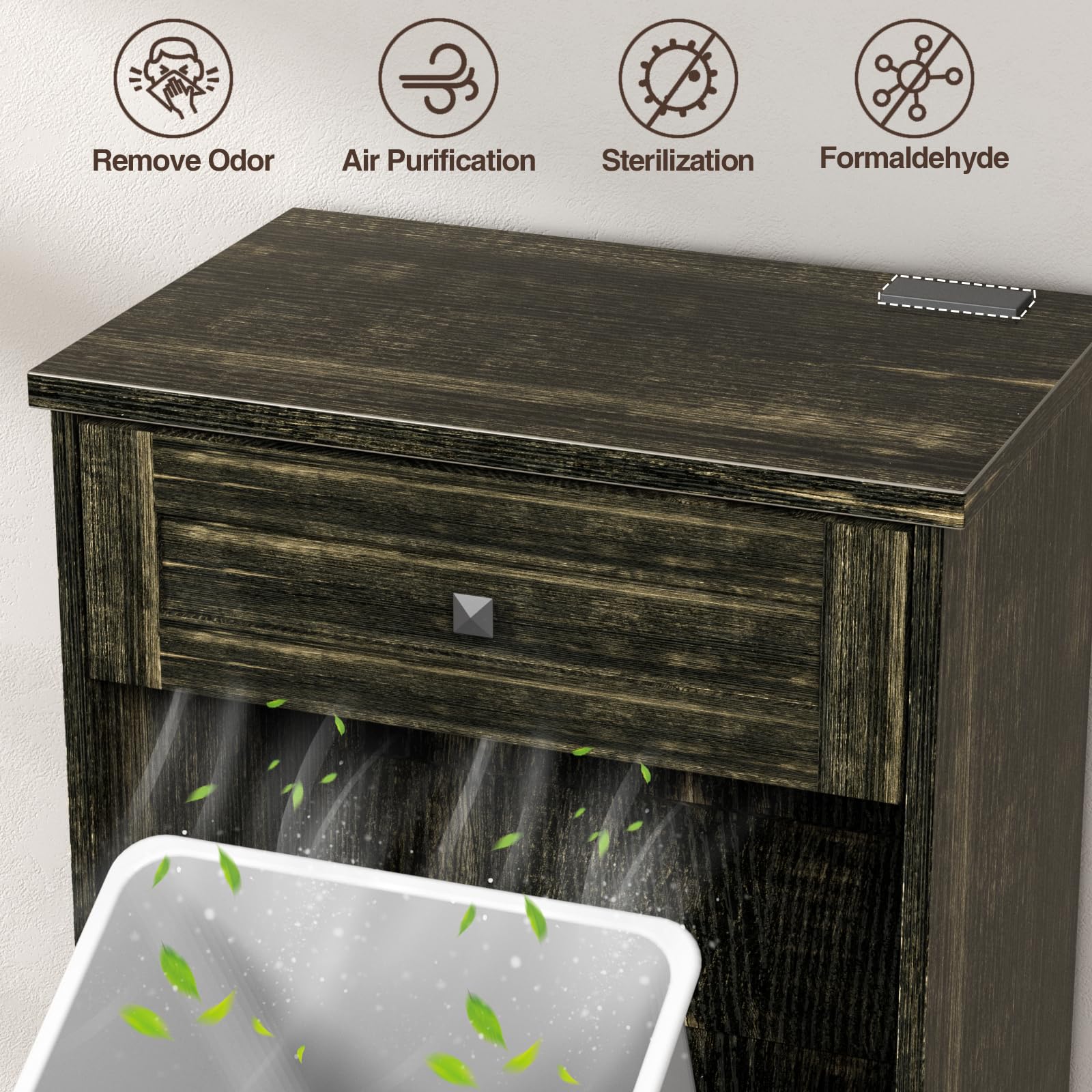 13 Gallon Tilt Out Trash Can Cabinet With Natural Rattan, Hidden Trash Can Cabinet With Deodorizing Function, Laundry Cabinet Fo