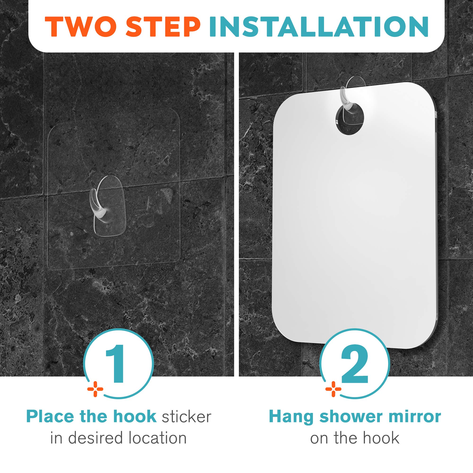 Honeybull Shower Mirror Fogless For Shaving - Flat Anti Fog Mirror With Razor Holder For Shower, Mirrors, Shower Accessories, Ba