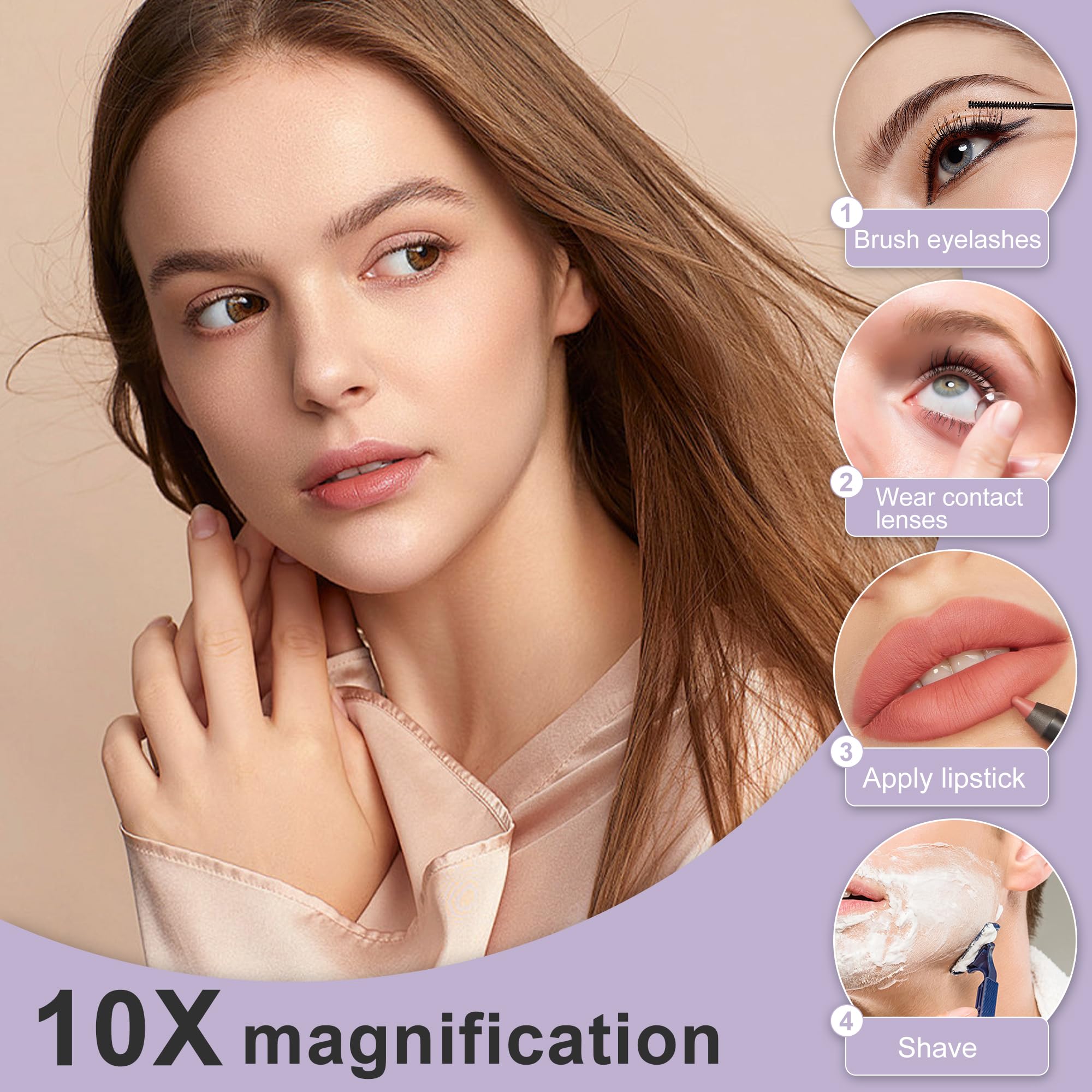 9 Inch Large Rechargeable Lighted Makeup Vanity Mirror Wall Mounted, 1X/10X Magnifying Mirror With Light For Bathroom 3000Mah Us