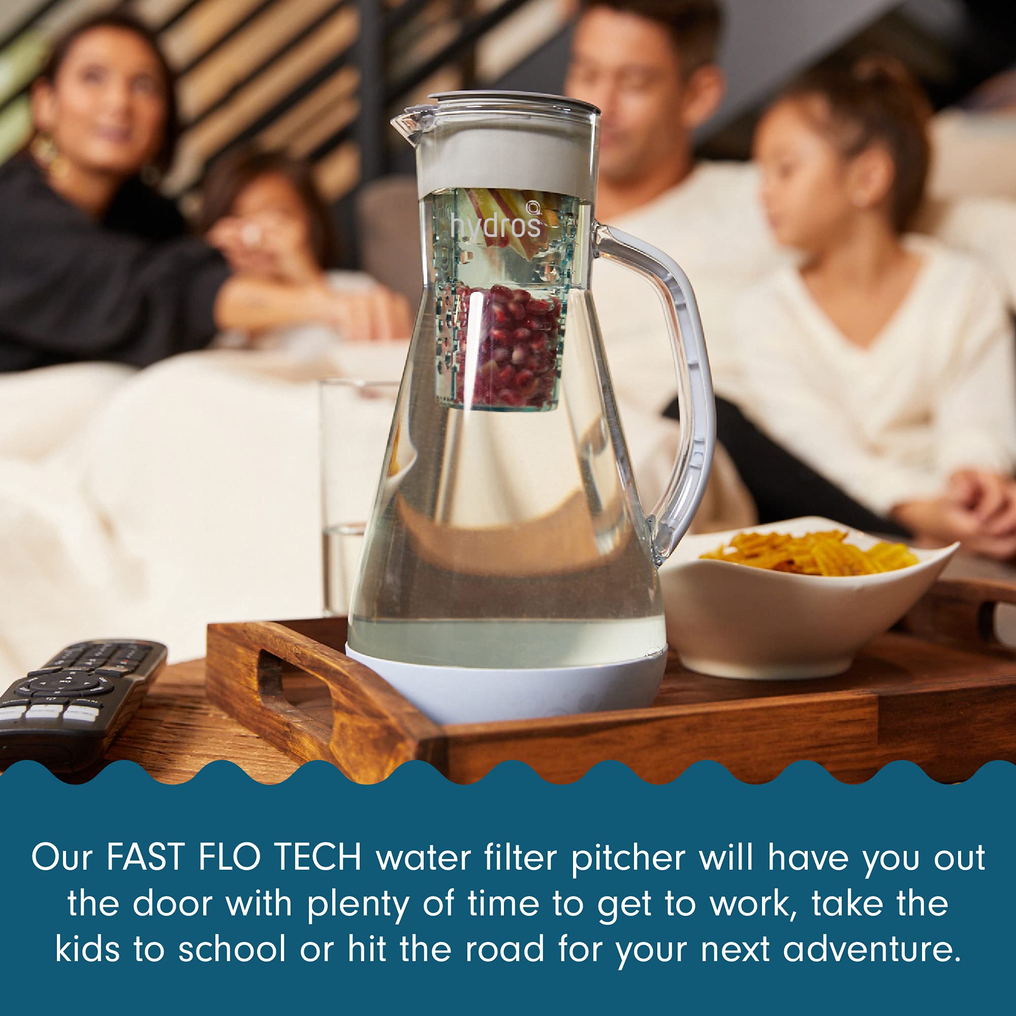 Hydros 64 Ounce Water Filter Pitcher With Patented Fast Flo Tech, 60 Second Quick Fill-Up And Bpa-Free Recyclable Filter, Eight