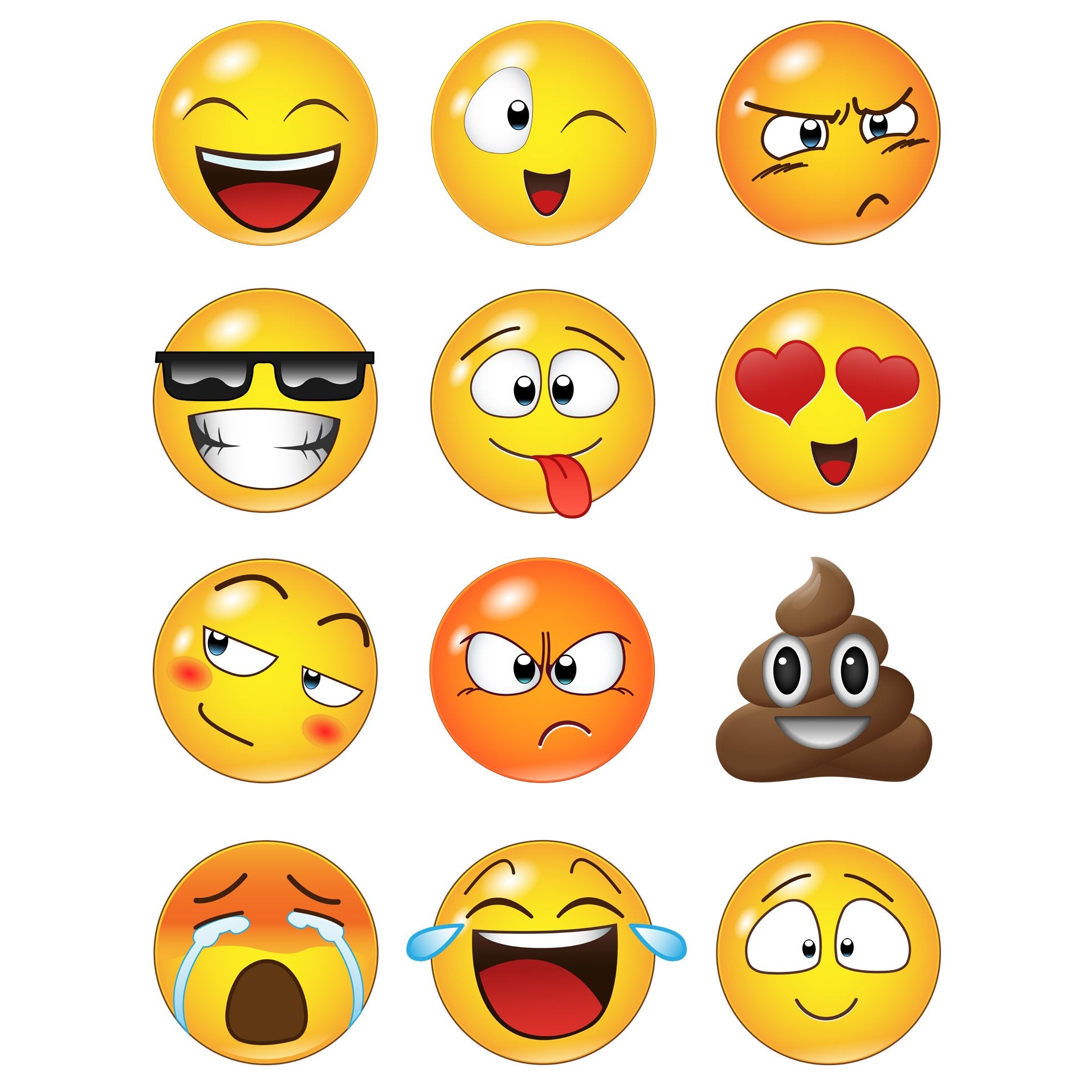 Emoticon Smiling Faces Wall Decal Stickers. #6052 (6 Inch Faces)
