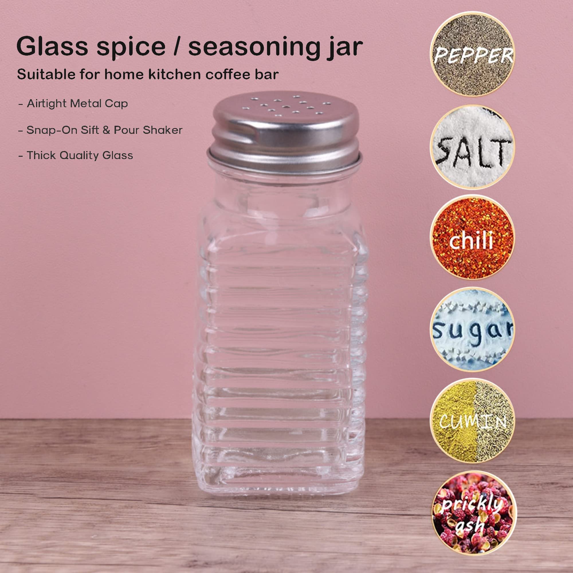 1St Choice Salt And Pepper Shakers With Stainless Tops Set Of 2 (Striped Rectangular Shakers)