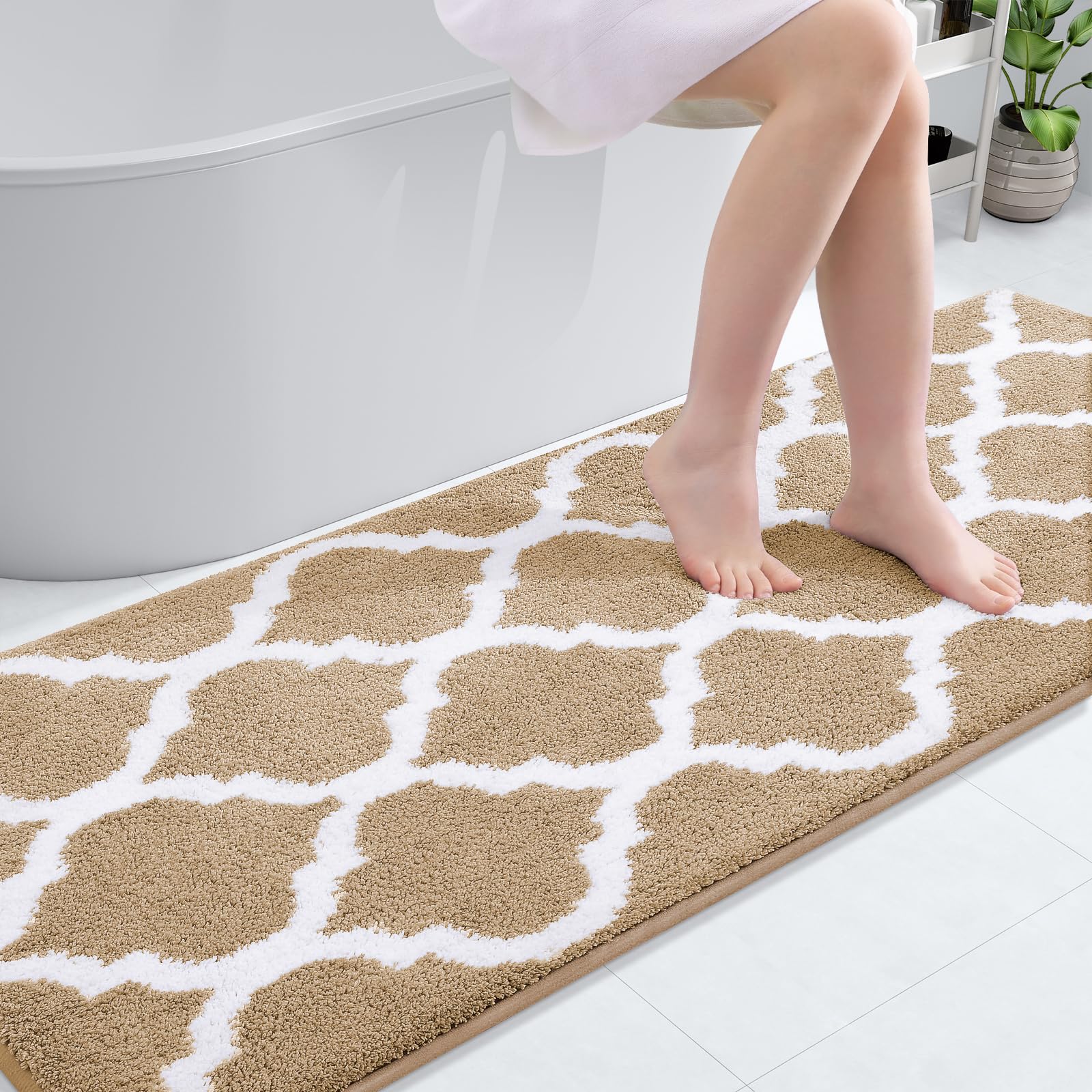 Olanly Bathroom Rugs 59X24, Soft And Absorbent Microfiber Bath Rugs, Non-Slip Shaggy Shower Carpet, Machine Wash Dry, Bath Mats