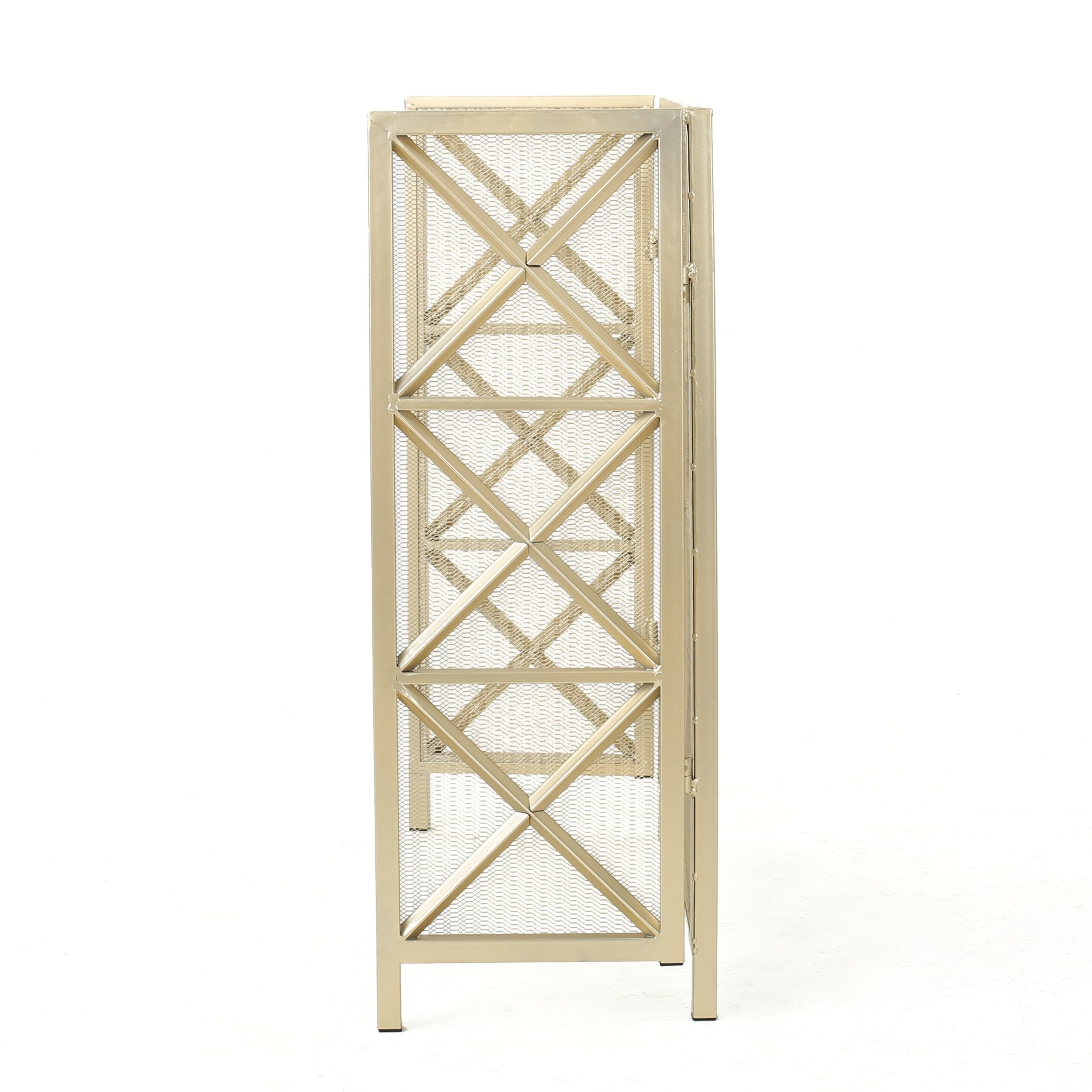 Christopher Knight Home Margaret 3 Panelled Iron Fireplace Screen, Gold