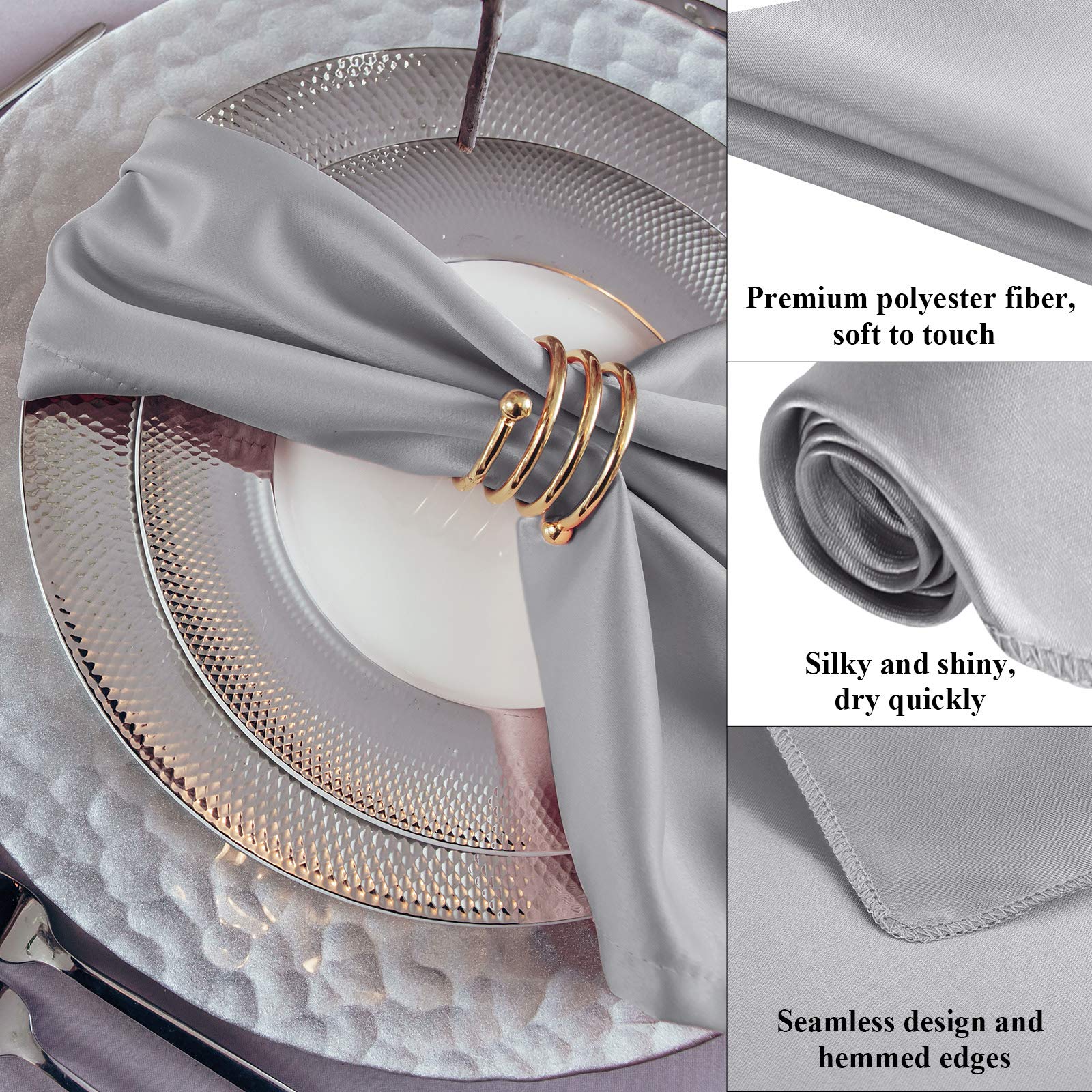 Aneco 24 Pieces Satin Napkin Square 20 X 20 Inches Dinner Napkins Weddings Party Napkin Soft Table Napkins For Romantic Weddings