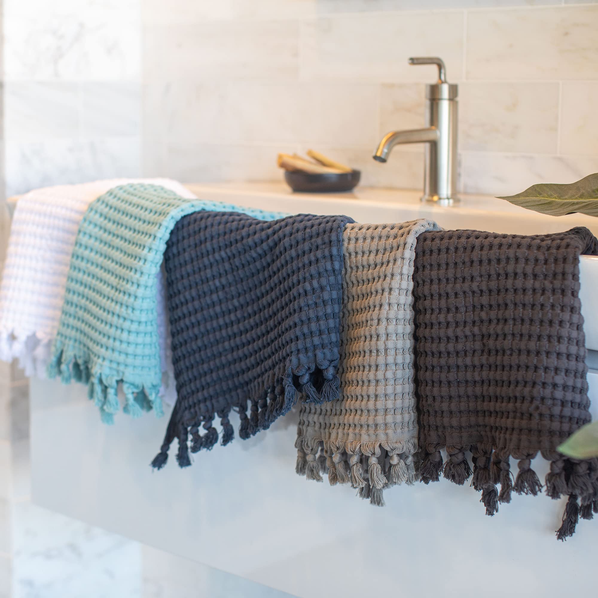 Gilden Tree Decorative Waffle Hand Towels For Bathroom, 20X35 Large, Quick Drying Fingertip Towel, 2 Pack, Modern Style (Faded B