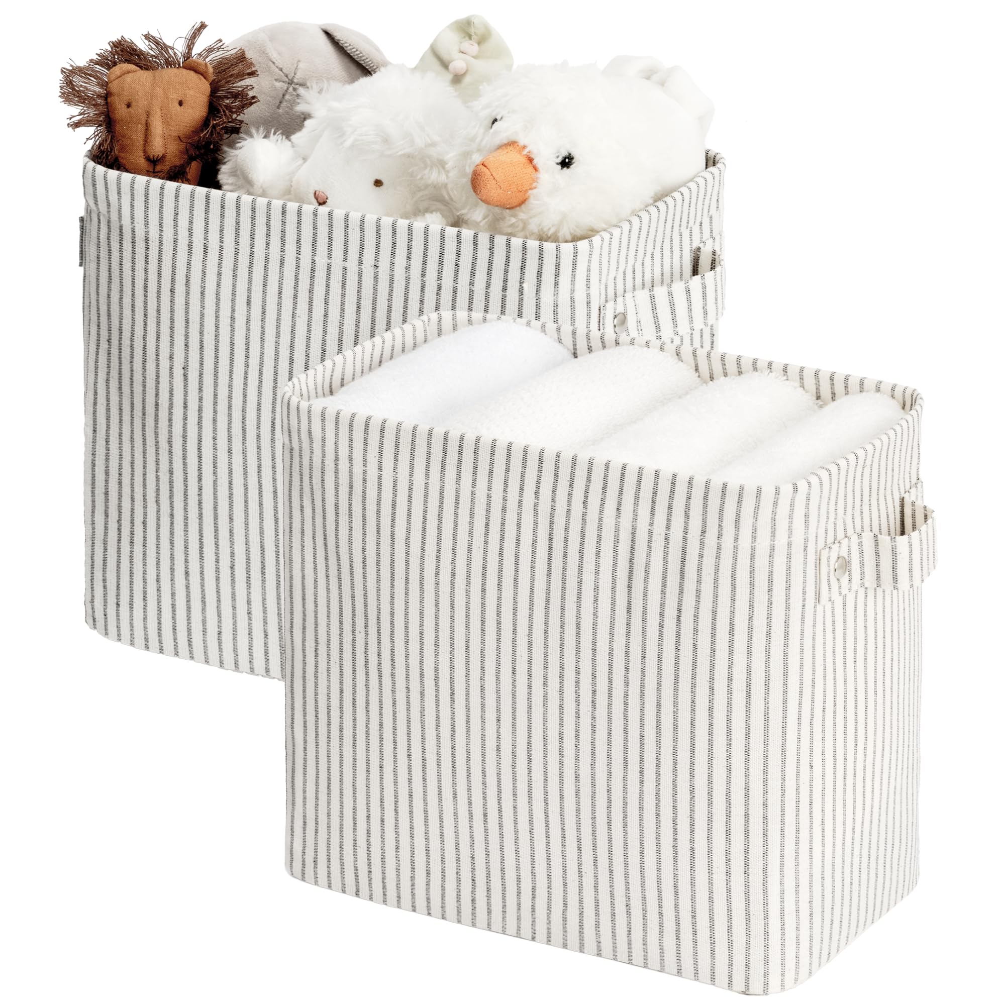 Storageworks Narrow Storage Bins, Small Baskets For Shelves, Long Narrow Storage Basket With Handles, Fabric Storage Bins For Ho