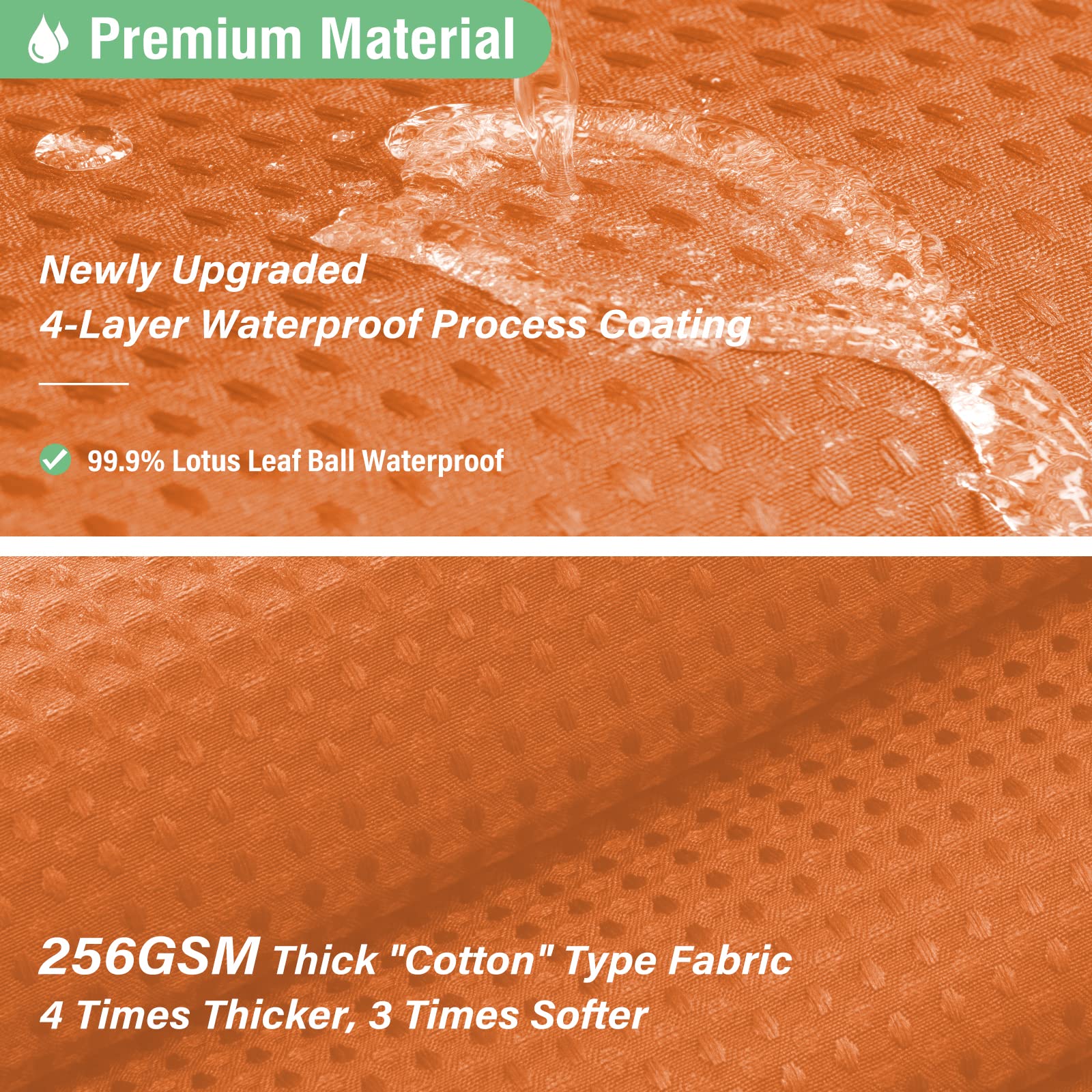 Dynamene Burnt Orange Fabric Shower Curtain - Waffle Weave Textured Heavy Duty Cloth Shower Curtains For Bathroom, 256Gsm Hotel