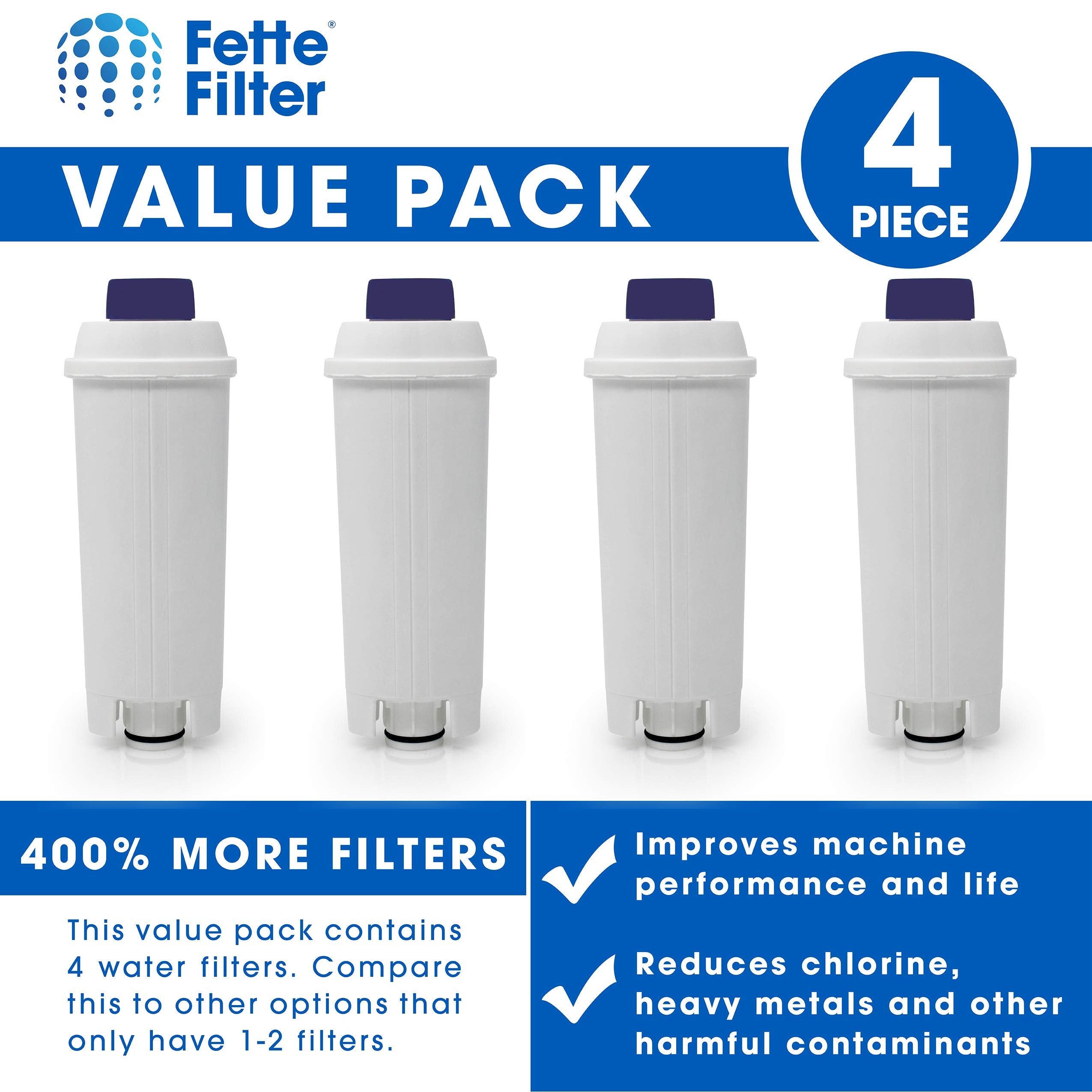 Fette Filter - Coffee Machine Filter For Delonghi Filter Dlsc002 With Activated Carbon Softener, Water Filter Compatible With De