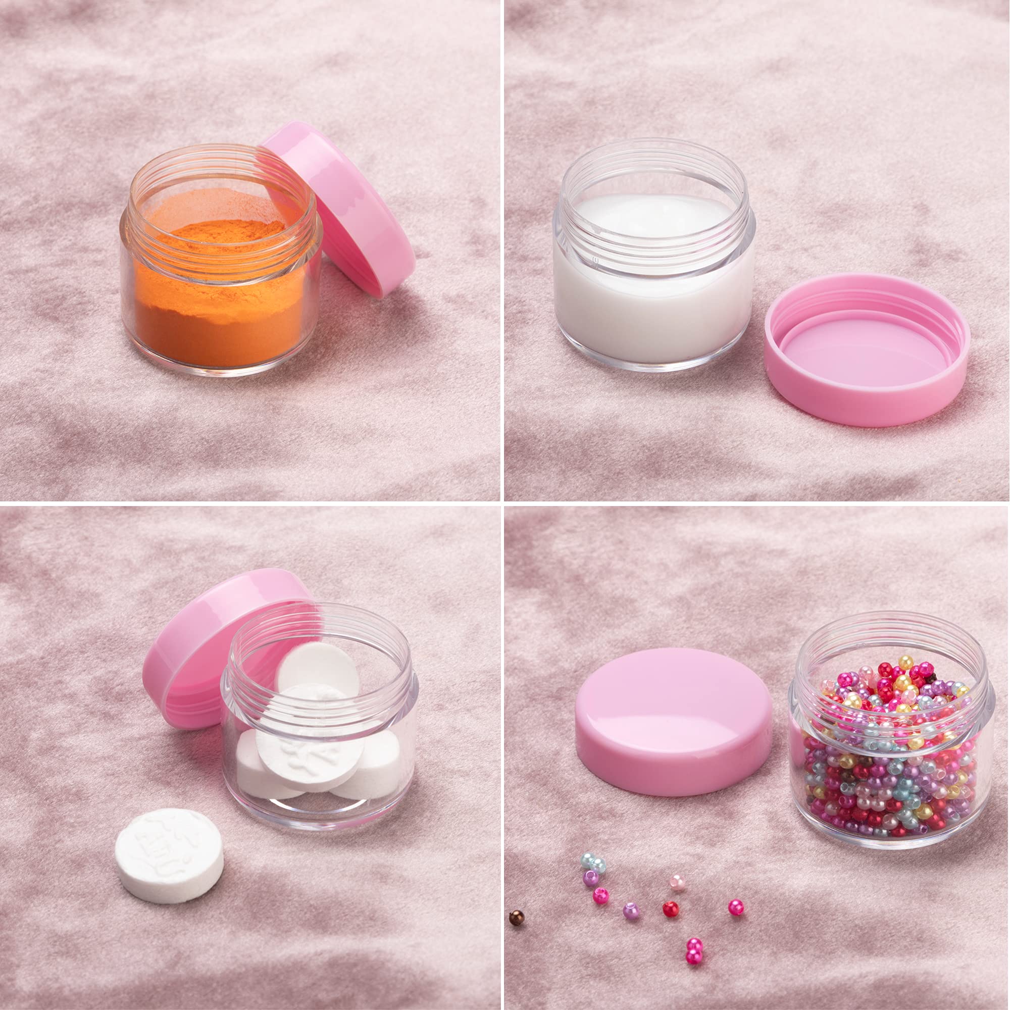ZEJIA Pink Cosmetic Jars - 20 Pack, 20ml Travel Size Plastic Containers for Lotions, Powders, and Beauty Products