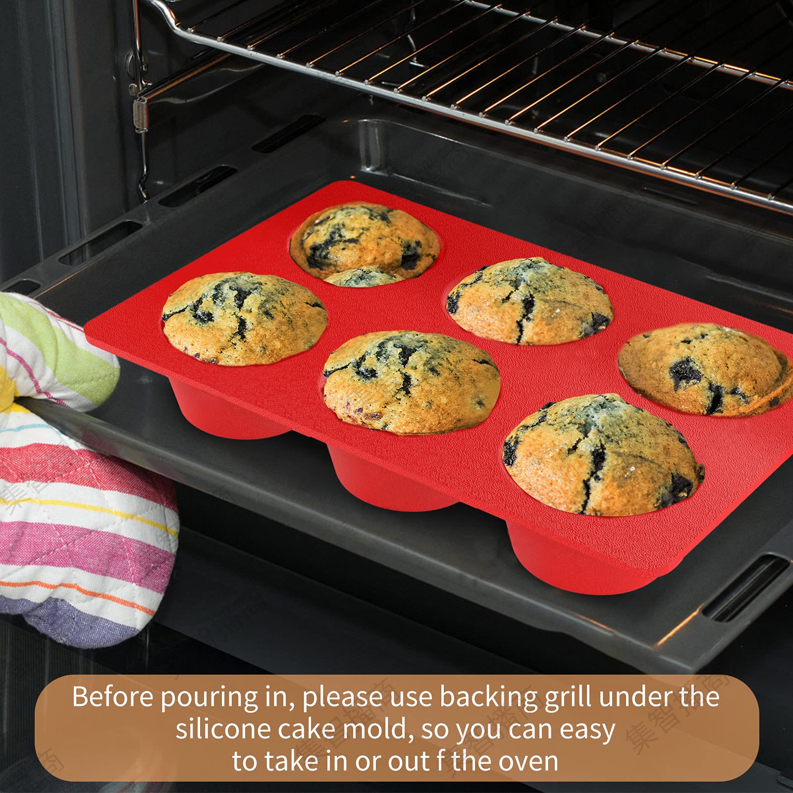 Jumbo Muffin Pan Silicone, European Lfgb Cupcake Pan 6 Cups, Non-Stick Deep Cupcake Baking Pan, Silicone Large Muffin Molds, Muf