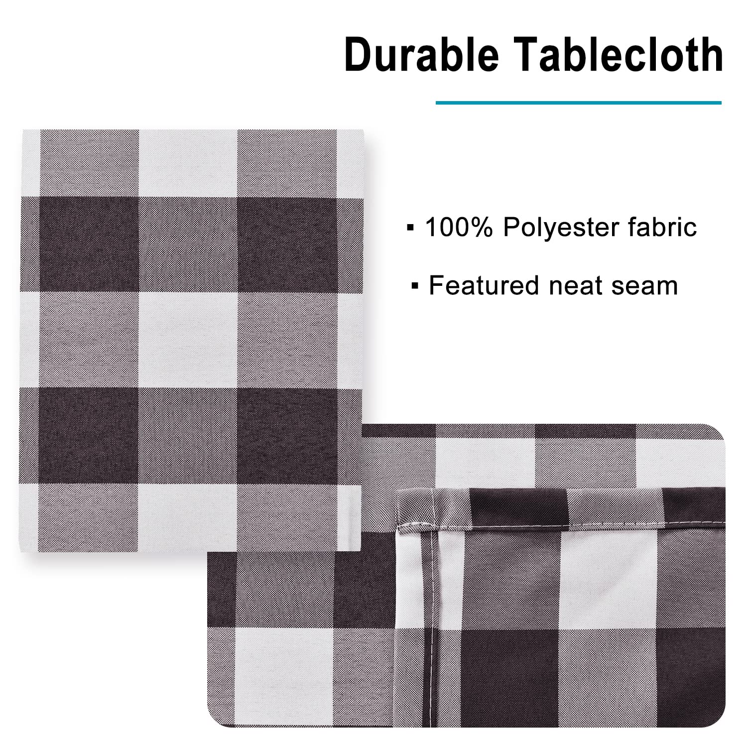 Hiasan Checkered Tablecloth Rectangle - Stain Resistant, Waterproof Polyester Picnic Table Cloth Gingham, 60 X 140 Inch, Coffee