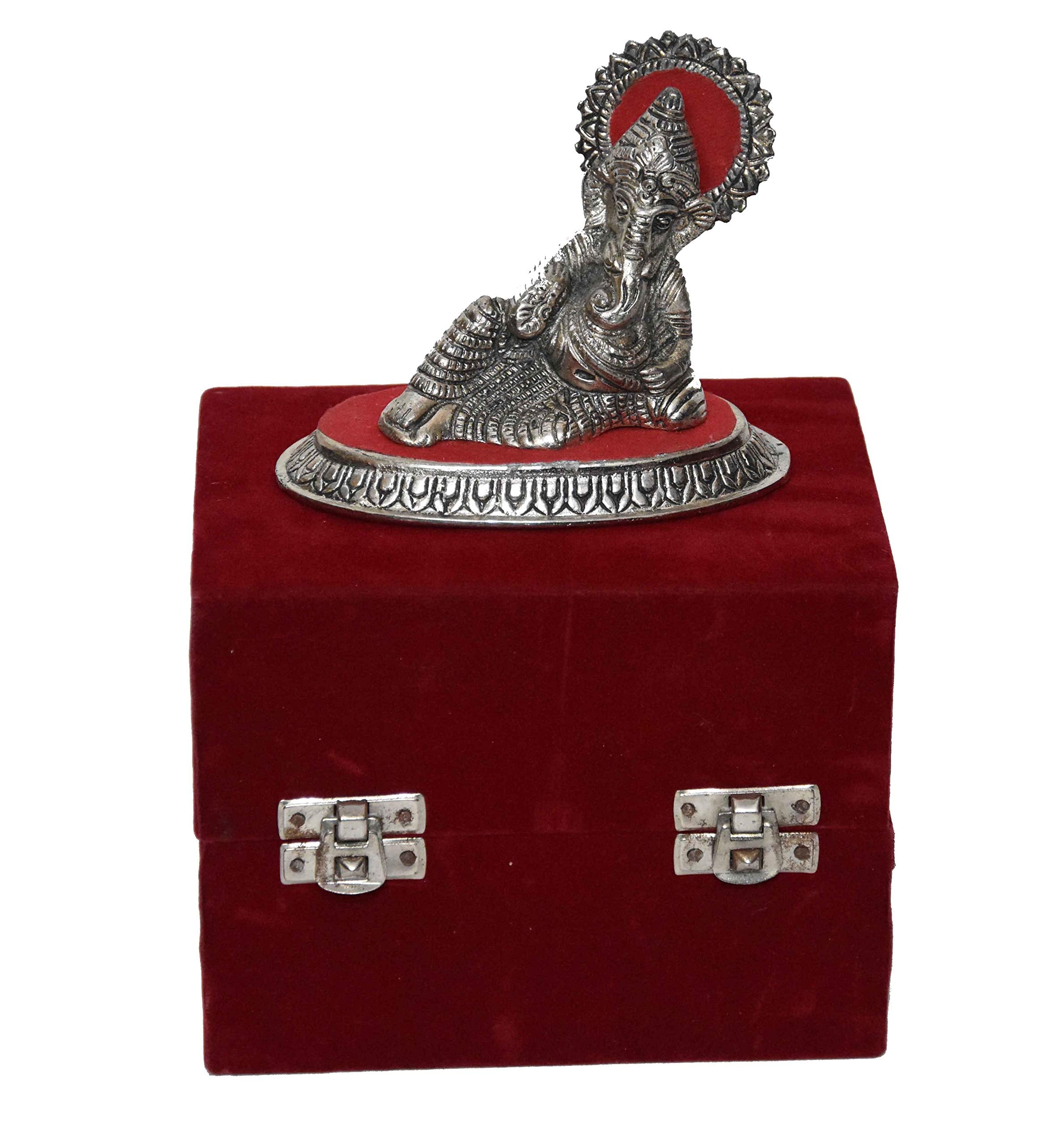 Lavanaya Silver -Lord Ganesha Idol Ganpati Idol Showpiece | Statue (10 Cm x 11 Cm x 11 Cm, Silver Plated) (Silver, 22x20x12 CM)