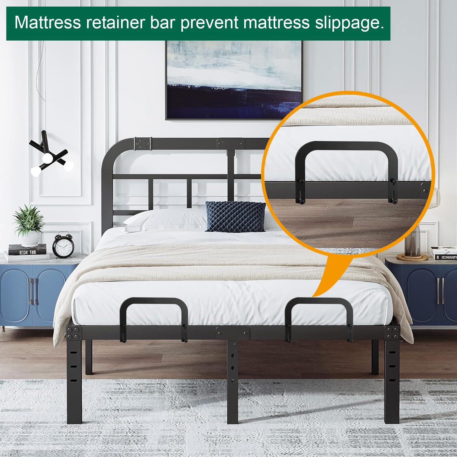 Anteisi 4 Pcs Mattress Holder For Metal Bed Frame,Mattress Retainer,Non Slip Mattress Gripper,Mattress Slide Stopper For Metal F