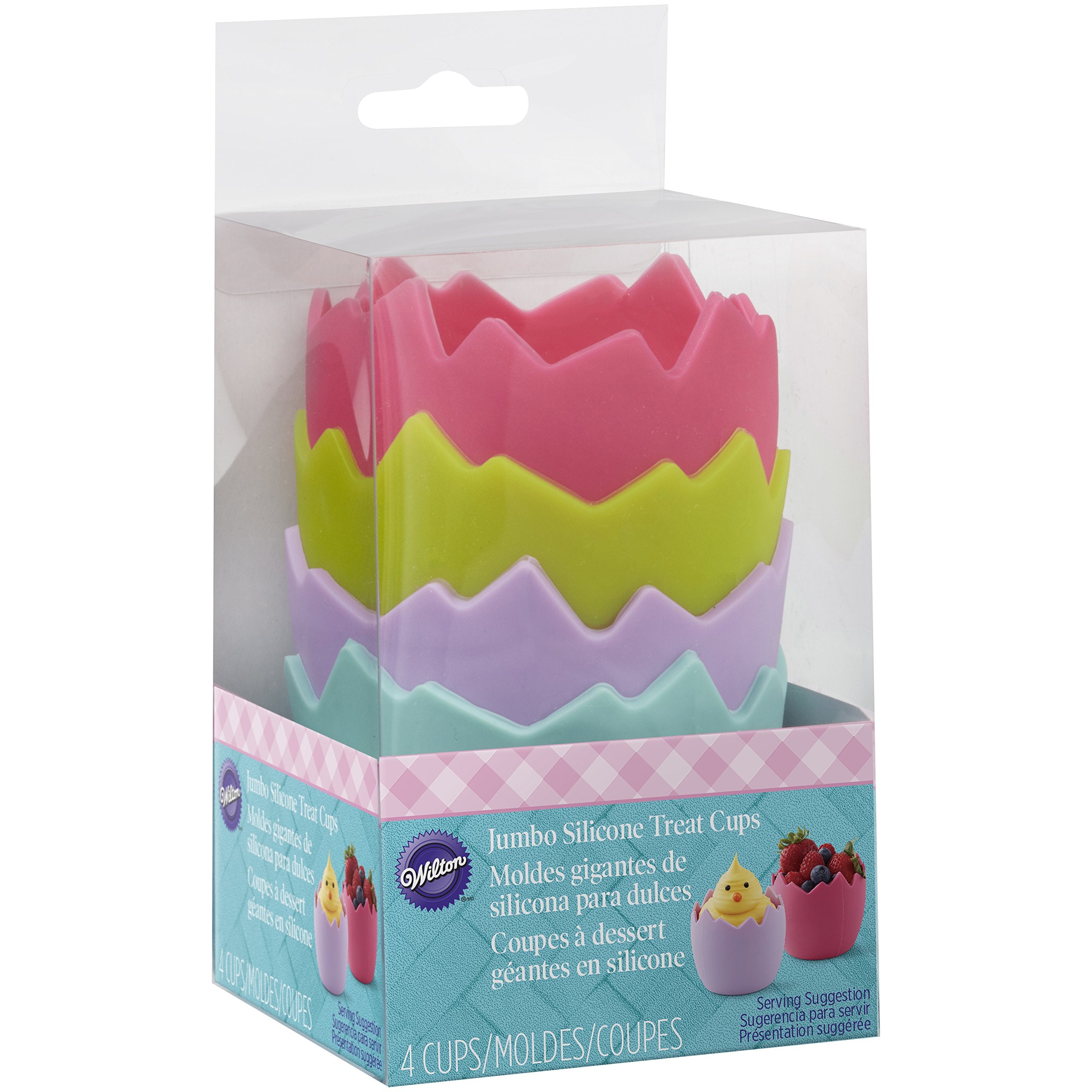 Wilton 4 Pieces Hatched Jumbo Silicone Treat Cup, 7.5 X 7 Cm, Multicolour