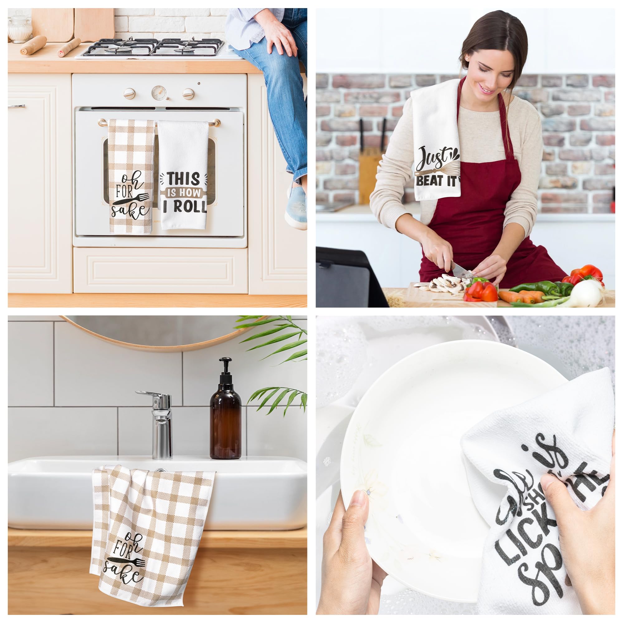 R Horse 5Pcs Funny Kitchen Dish Towel Set Absorbent Quick Dry Cloth Dish Tea Towels Reusable Bar Hand Dishcloths Decor For Bathr
