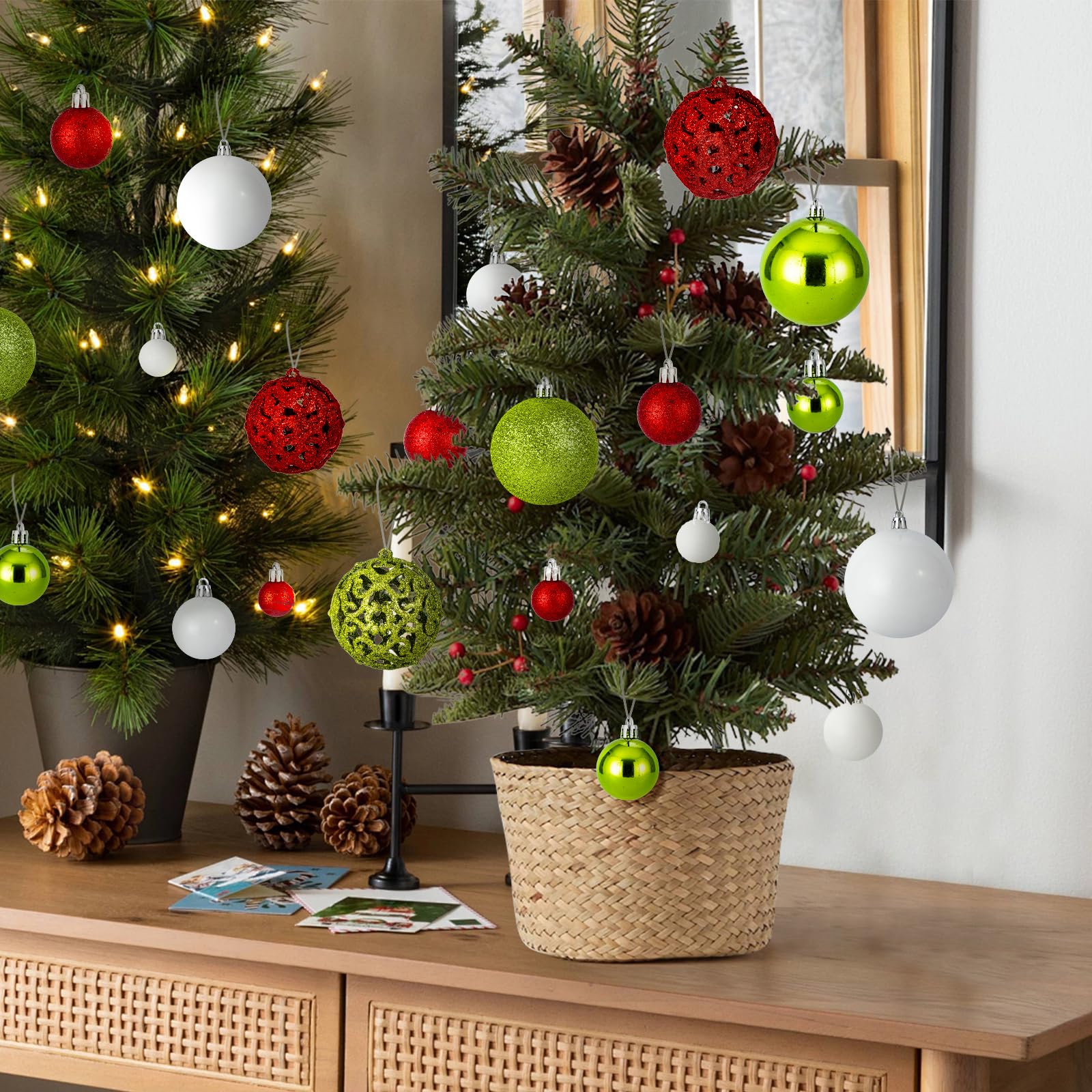 Christmas Balls Tree Ornaments Set, Shatterproof Xmas Decorations Set with Reusable Hand-held Gift Package for Holiday Indoor Tr