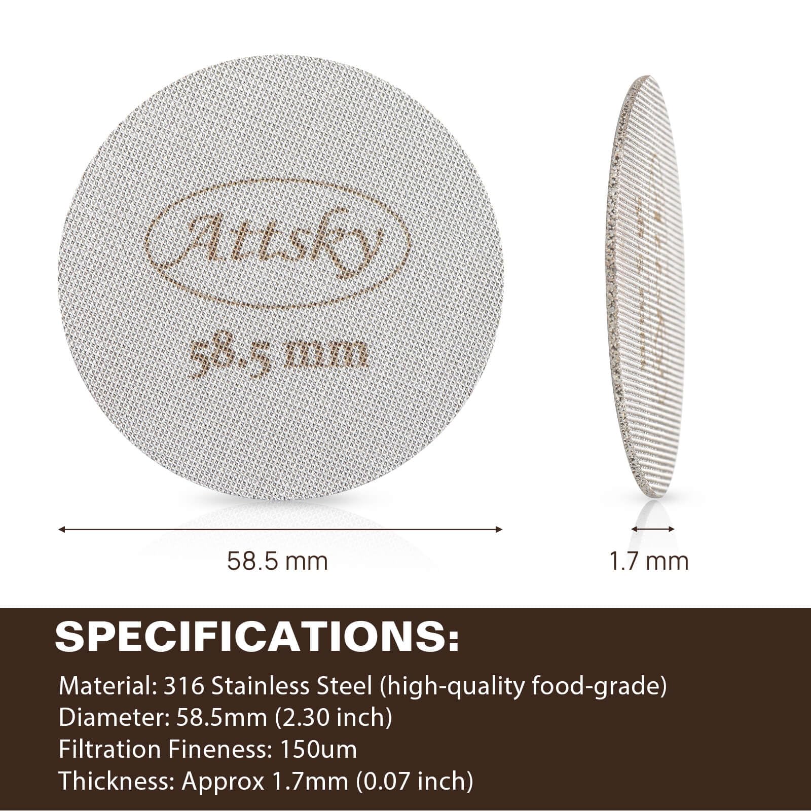 Attsky 58.5Mm Espresso Puck Screen, Espresso Filter For 58Mm Portafilter Filter Basket, Reusable Espresso Screen With 1.7Mm Thic