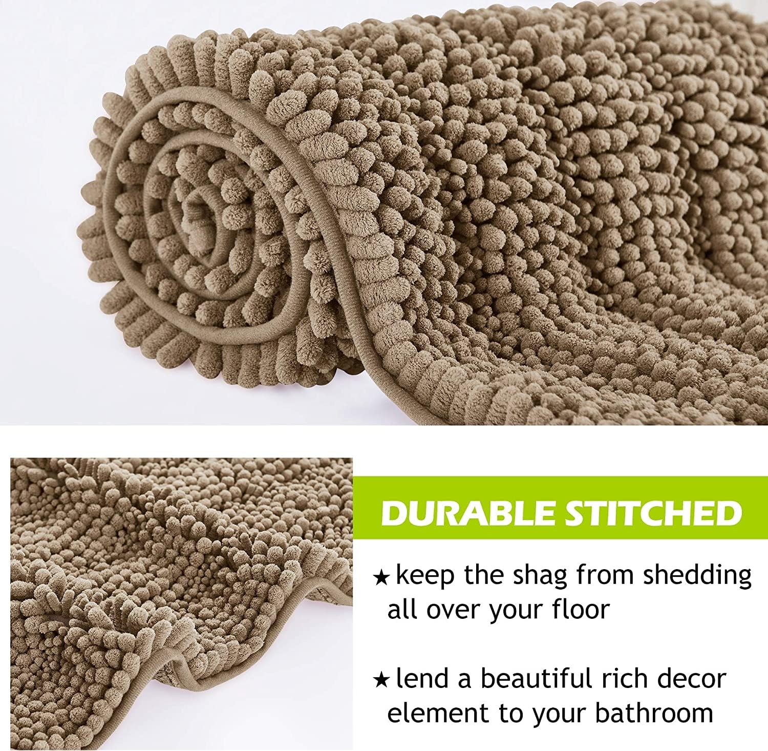 Large Bathroom Rugs Set - Super Soft Bath Mat Non-Slip Washable Absorbent Microfiber Chenille Floor Carpet For Door Way Tub Kitc