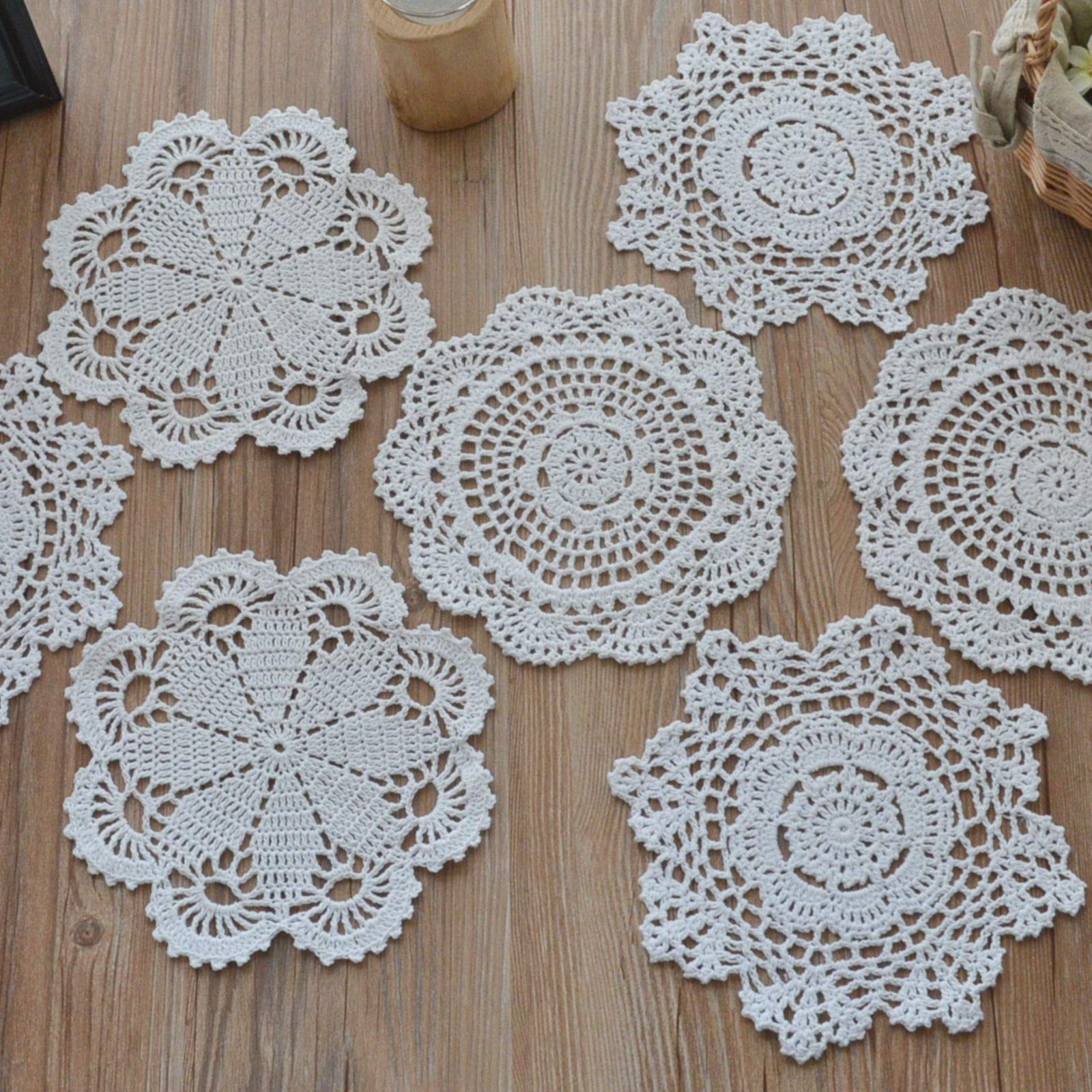 Southmage 12 Hand Crochet Lace Doilies Lot White Round Table Runners Wedding Coasters
