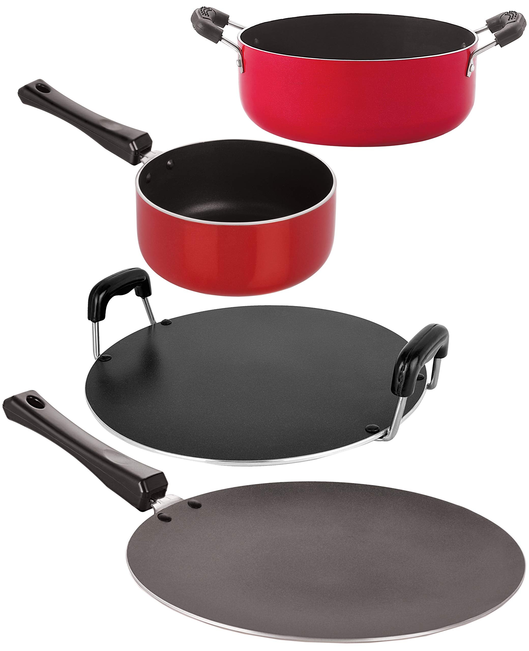 Nirlon NonStick Aluminium Dishwasher Safe Flat Base Cooking Utensils Combo Set With Bakelite Handle