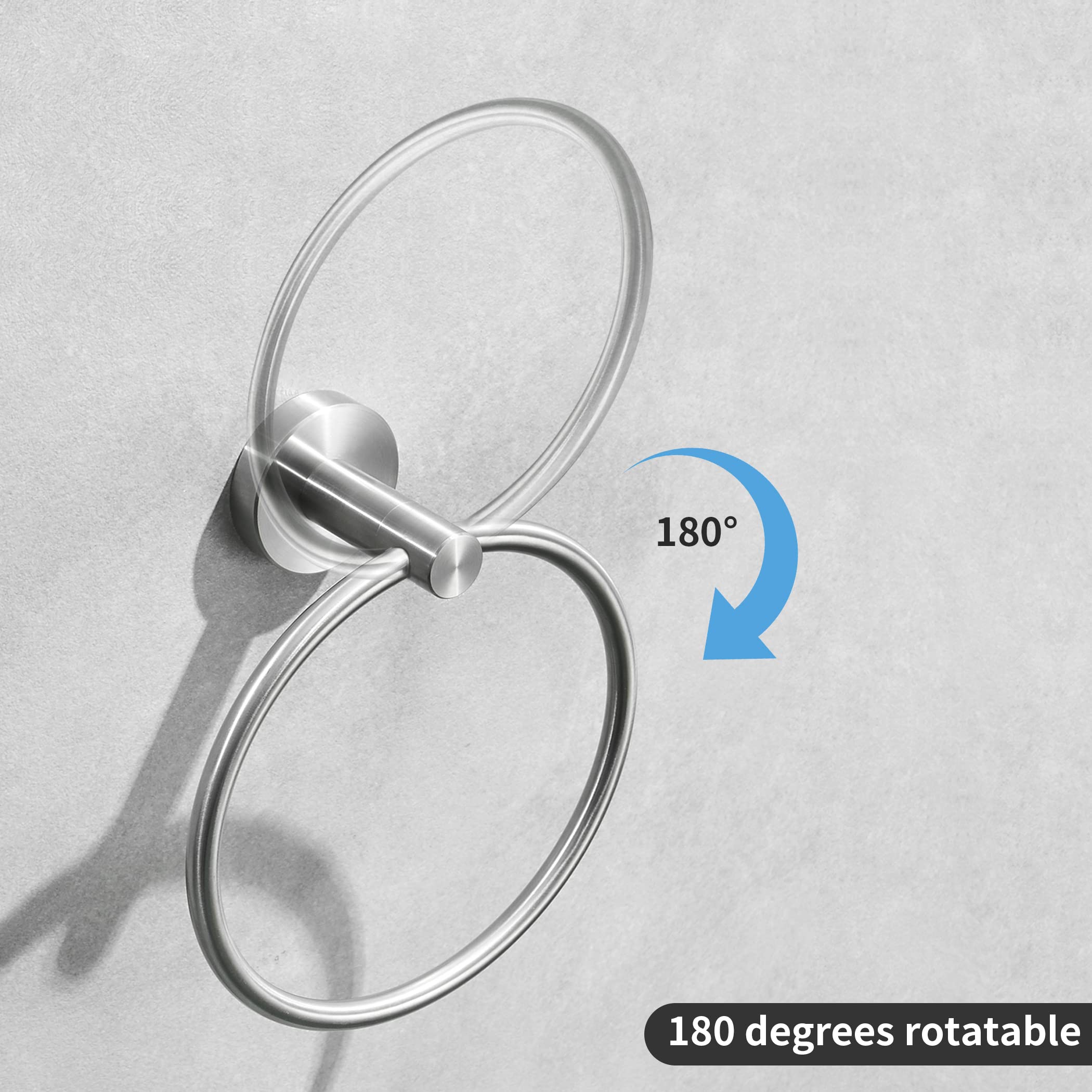 Weiko Brushed Nickel Toilet Paper Holder Towel Ring, Hand Towel Holder And Toilet Roll Holder Double Post Pivoting Bathroom Acce