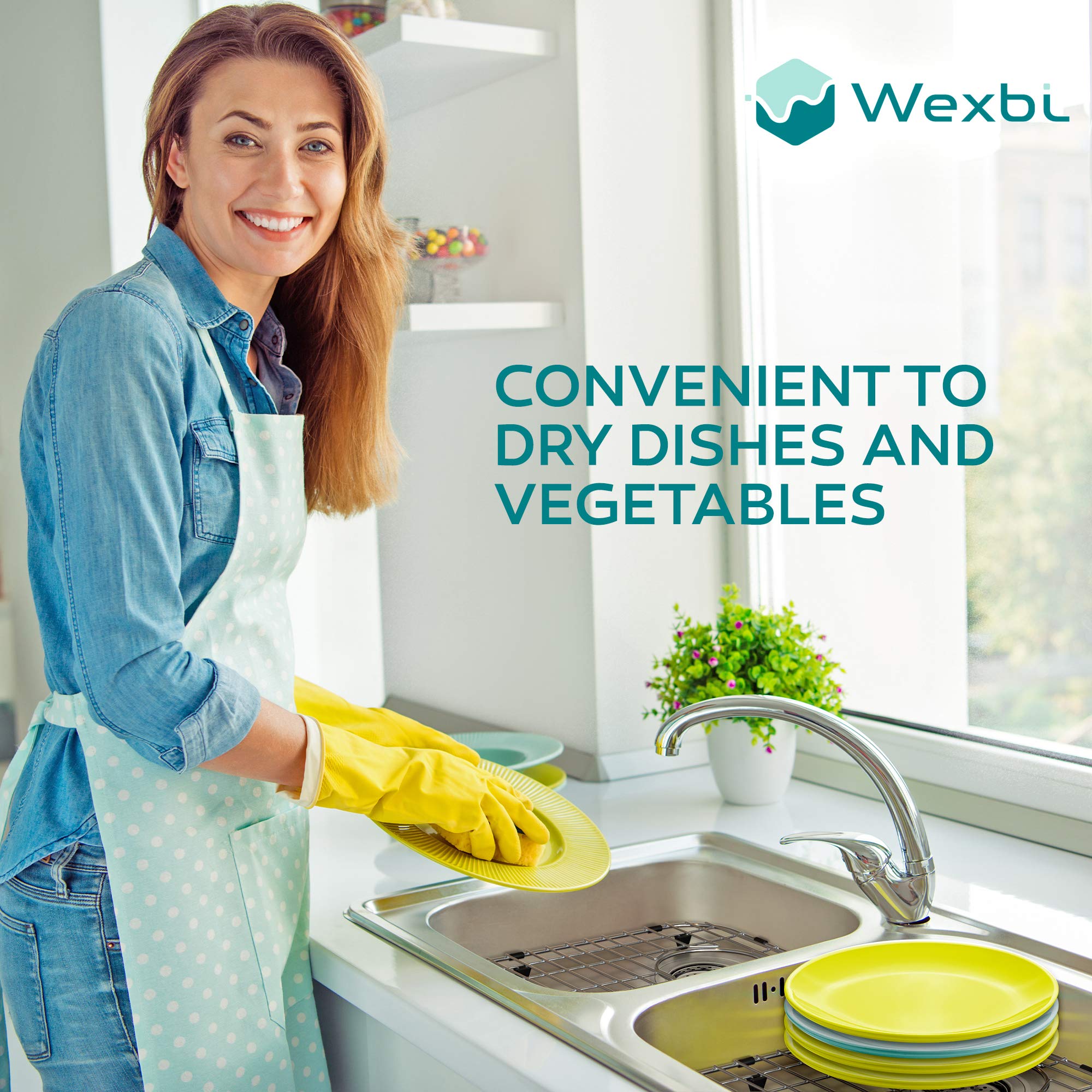 Wexbi Kitchen Sink Protectors For Double Kitchen Sink, Stainless Steel Sink Grid, Set Of Two Metal Sink Protector Mat 16 X 13 In
