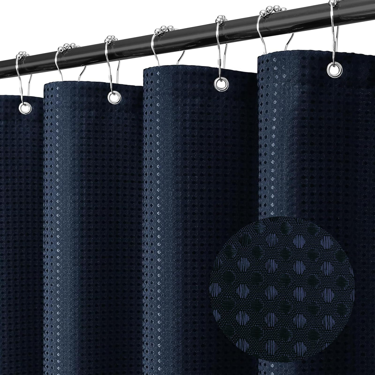 Final Friday Blue Shower Curtain Fabric, Waffle Shower Curtains For Bathroom, Hotel Luxury Cloth Bath Curtain Boho Bathroom Deco