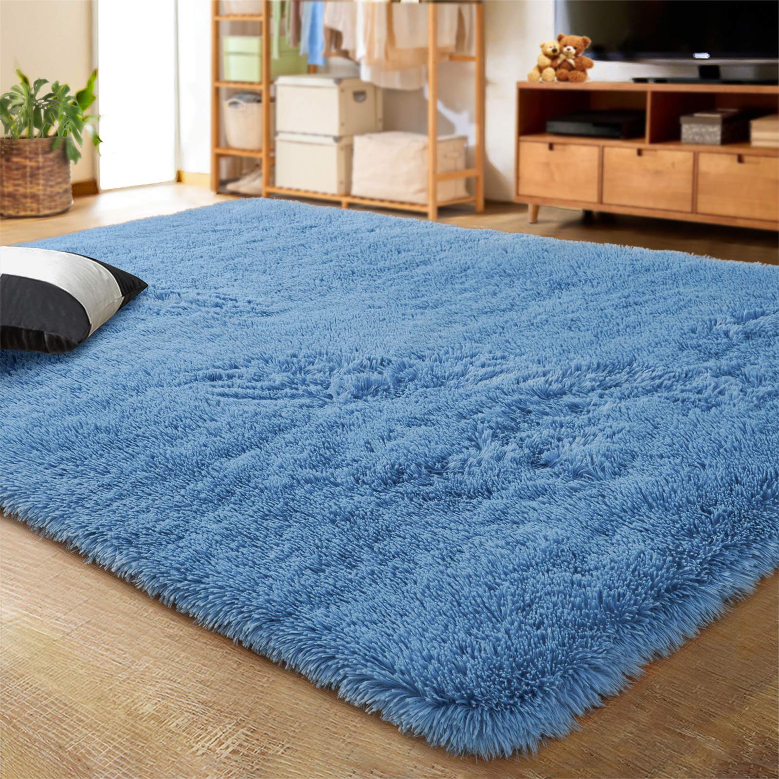 LOCHAS Ultra Soft Indoor Modern Area Rugs Fluffy Living Room Carpets for Children Bedroom Home Decor Nursery Rug 4x5.3 Feet, Cob