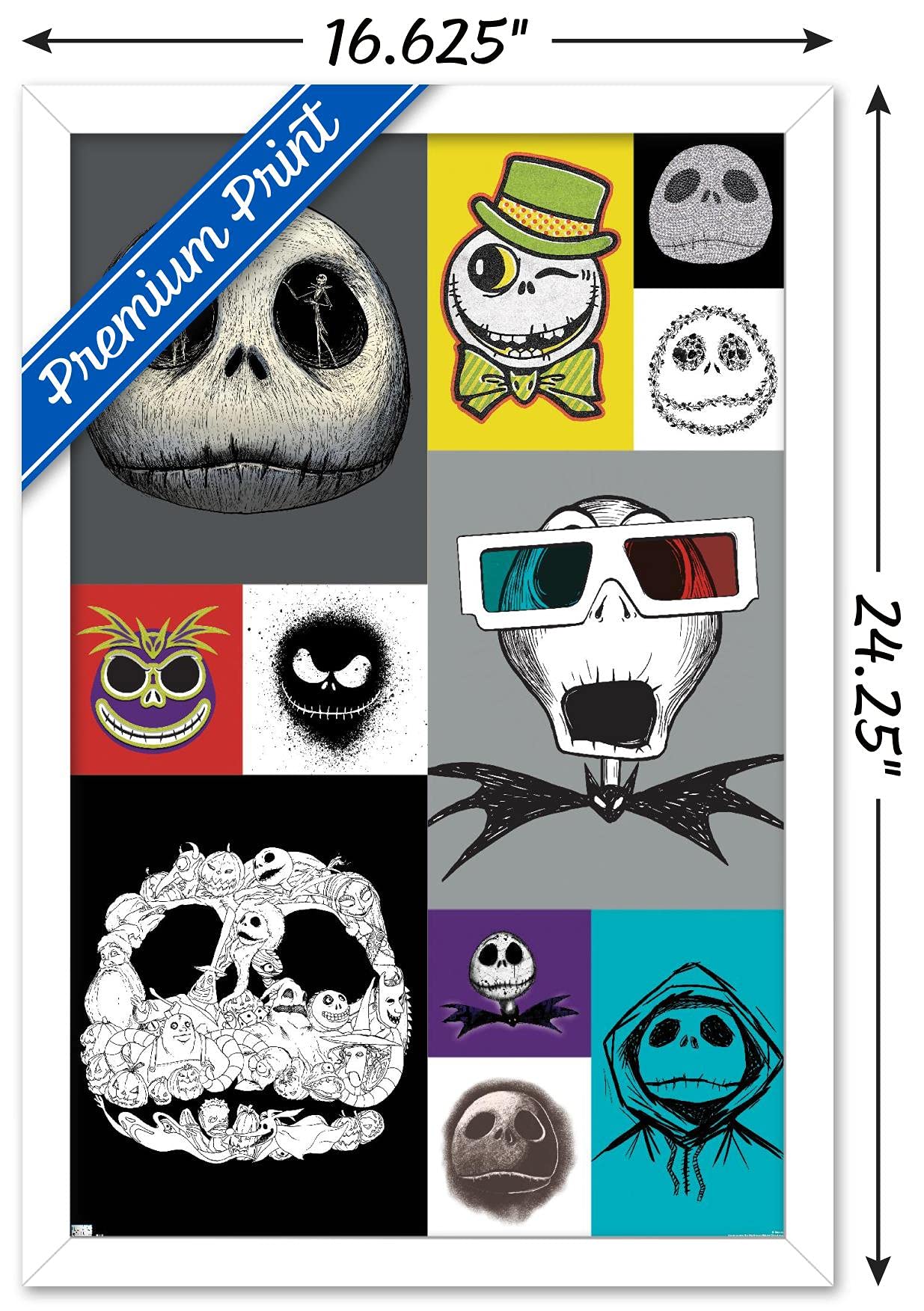 Trends International Disney Tim Burton'S The Nightmare Before Christmas - Jack Grid Wall Poster, 14.72'' X 22.37'', White Framed