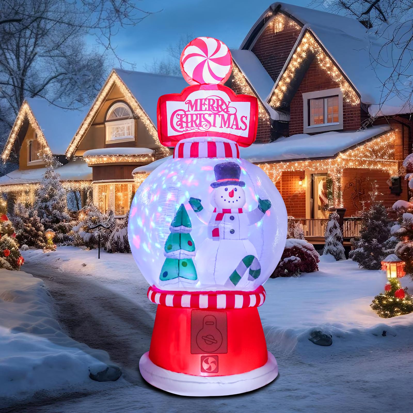 Vigdur 8 Ft Christmas Inflatables Outdoor Decorations, Blow up Inflatable Snow Globe with LED Lights for Indoor Outdoor Garden Y