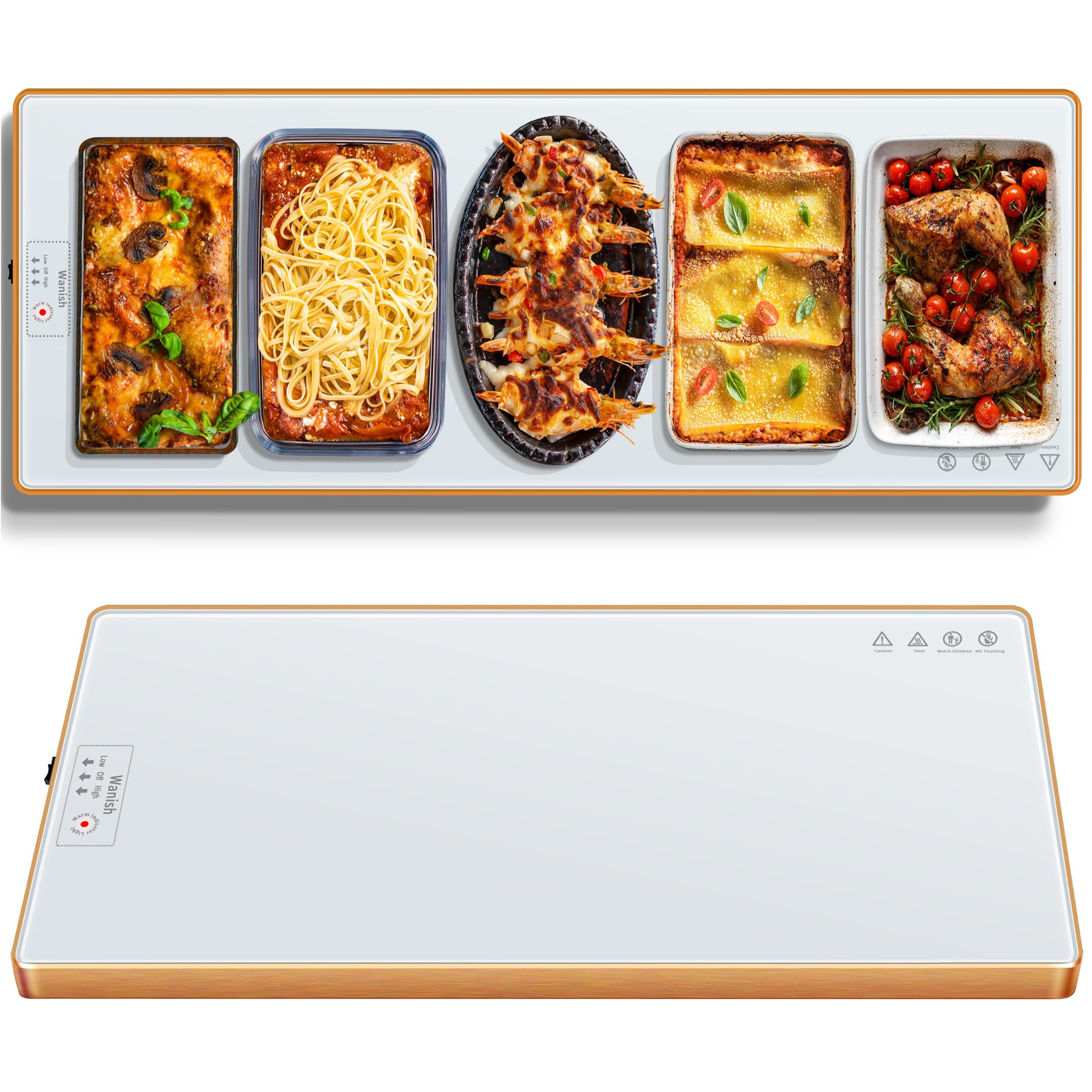 Electric Warming Tray (Extra Long 47.24   x11.81   ),Food Warmers for Parties Buffet & Gathering, Tempered Glass Warming Mat for