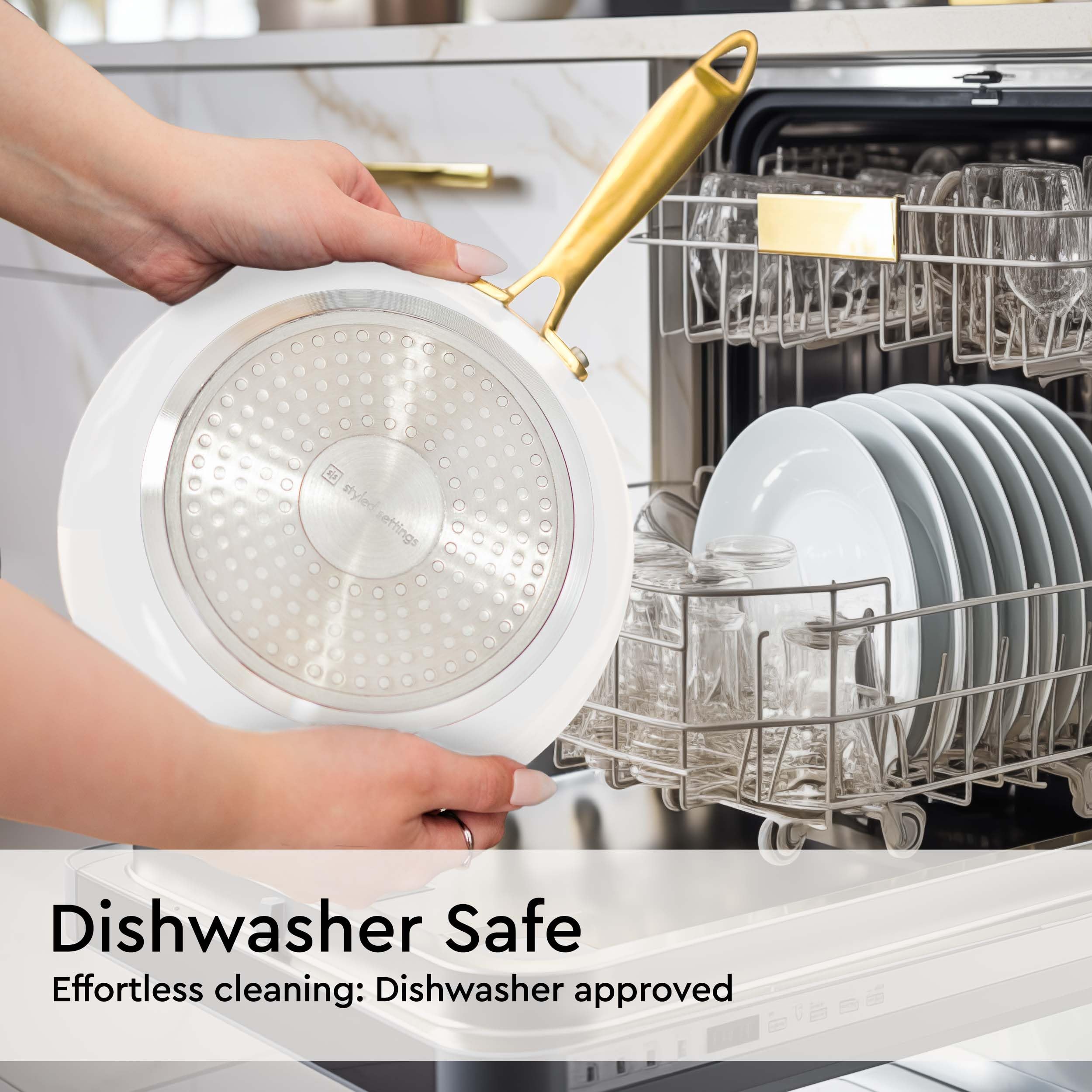 White and Gold Pots and Pans 15 PC Set - Premium Heavy Gauge Nonstick, Non Toxic, PFOA Free, Oven and Dishwasher Safe, Induction