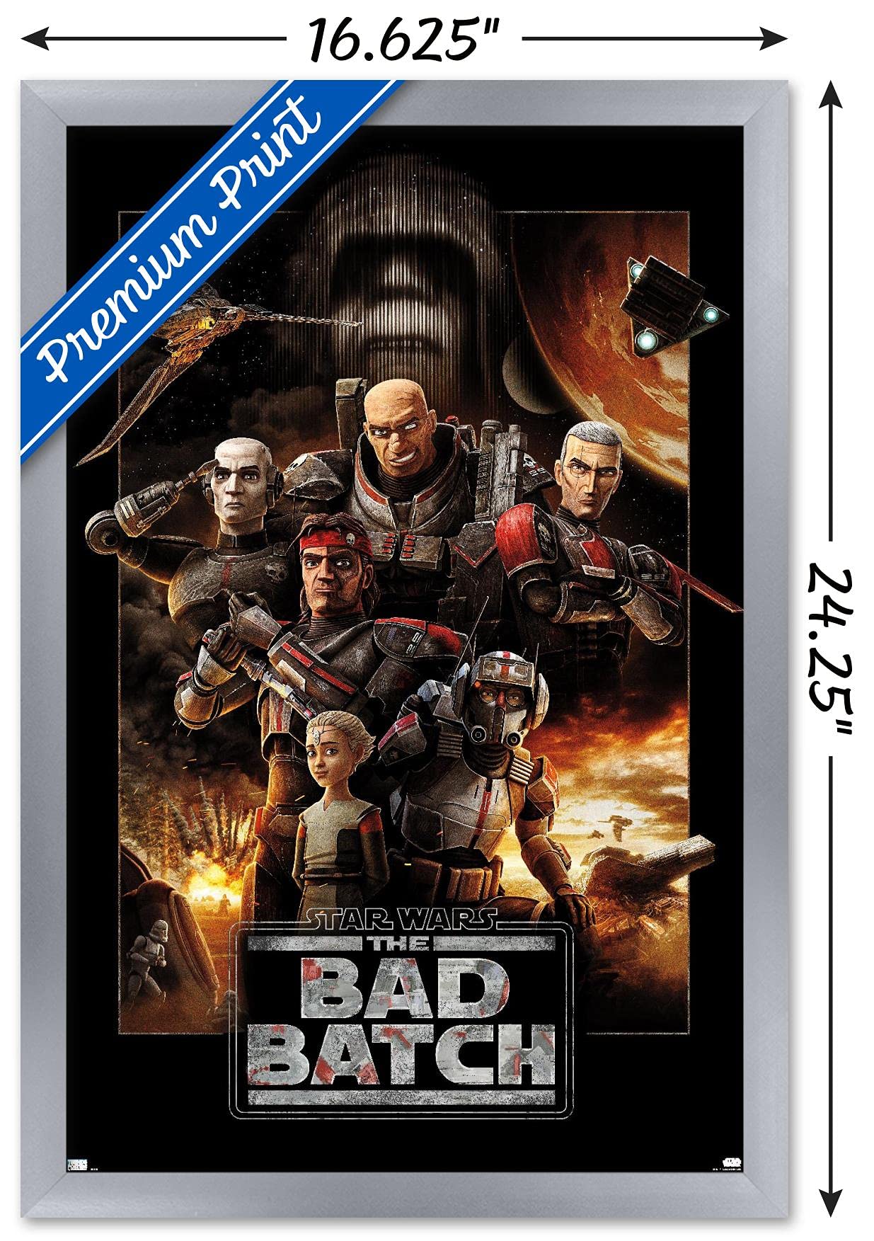 Trends International Star Wars: The Bad Batch-One Sheet Wall Poster, 14.725'' X 22.375'', Silver Framed Version