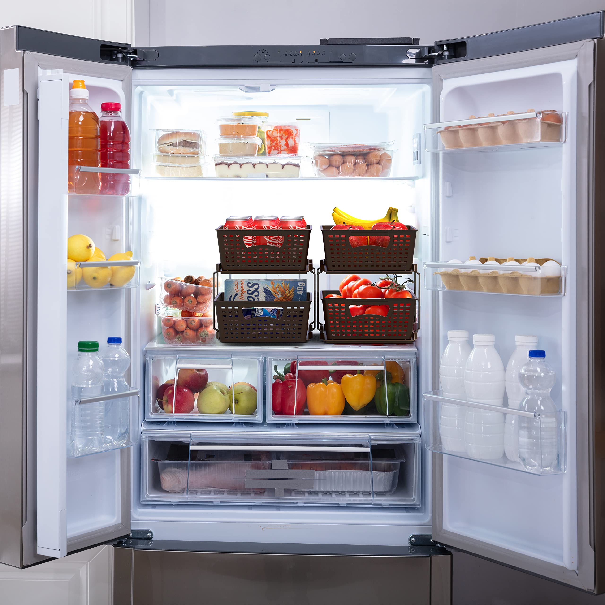 Simple Houseware 2 Tier Bathroom Organizer Tray Pull-Out Sliding Drawer/Under-Sink Storage, Brown