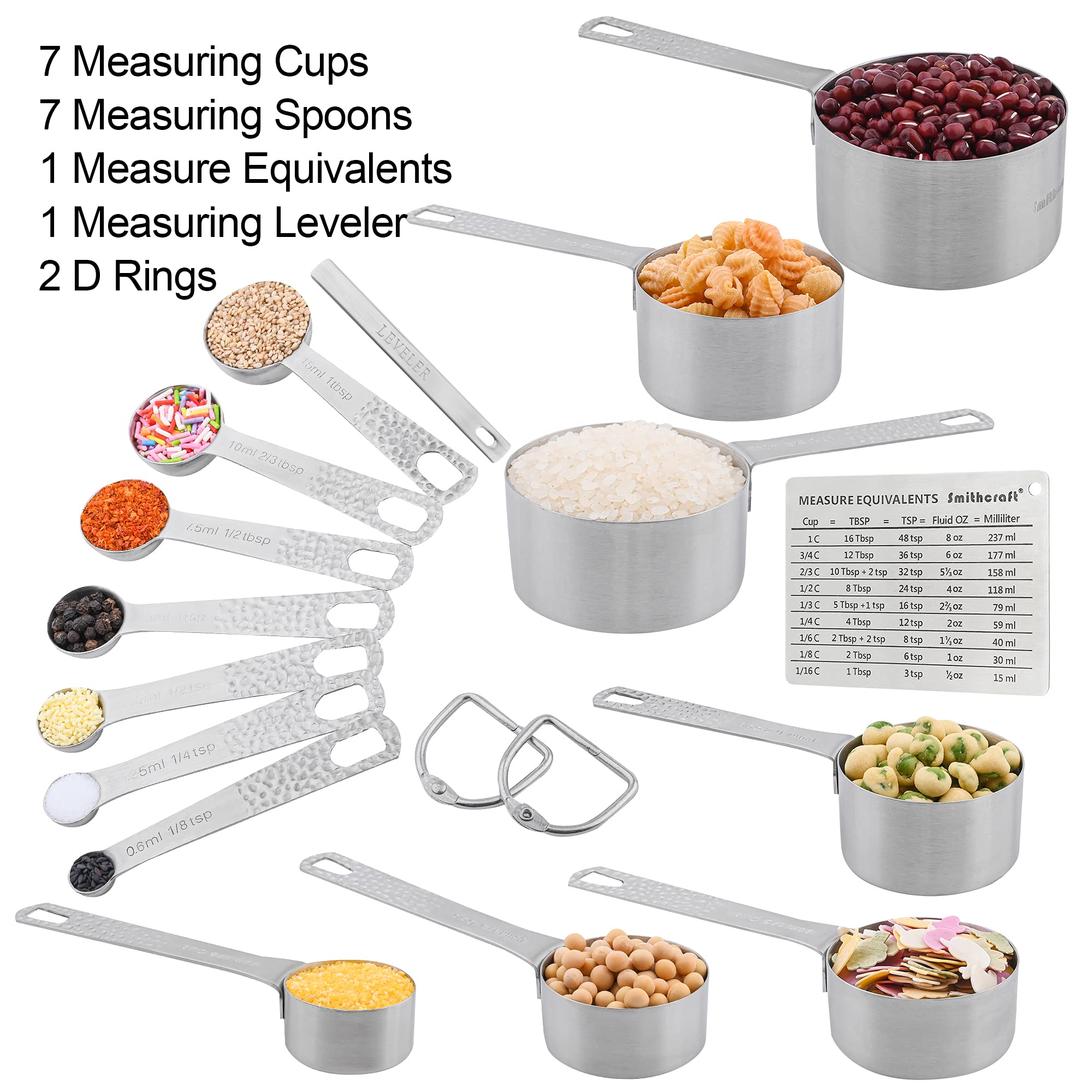 Measuring Cups And Spoons Set, 18/8 Stainless Steel Measuring Cups And Spoons Set Of 16Pcs, Metal Measuring Cup And Measuring Sp