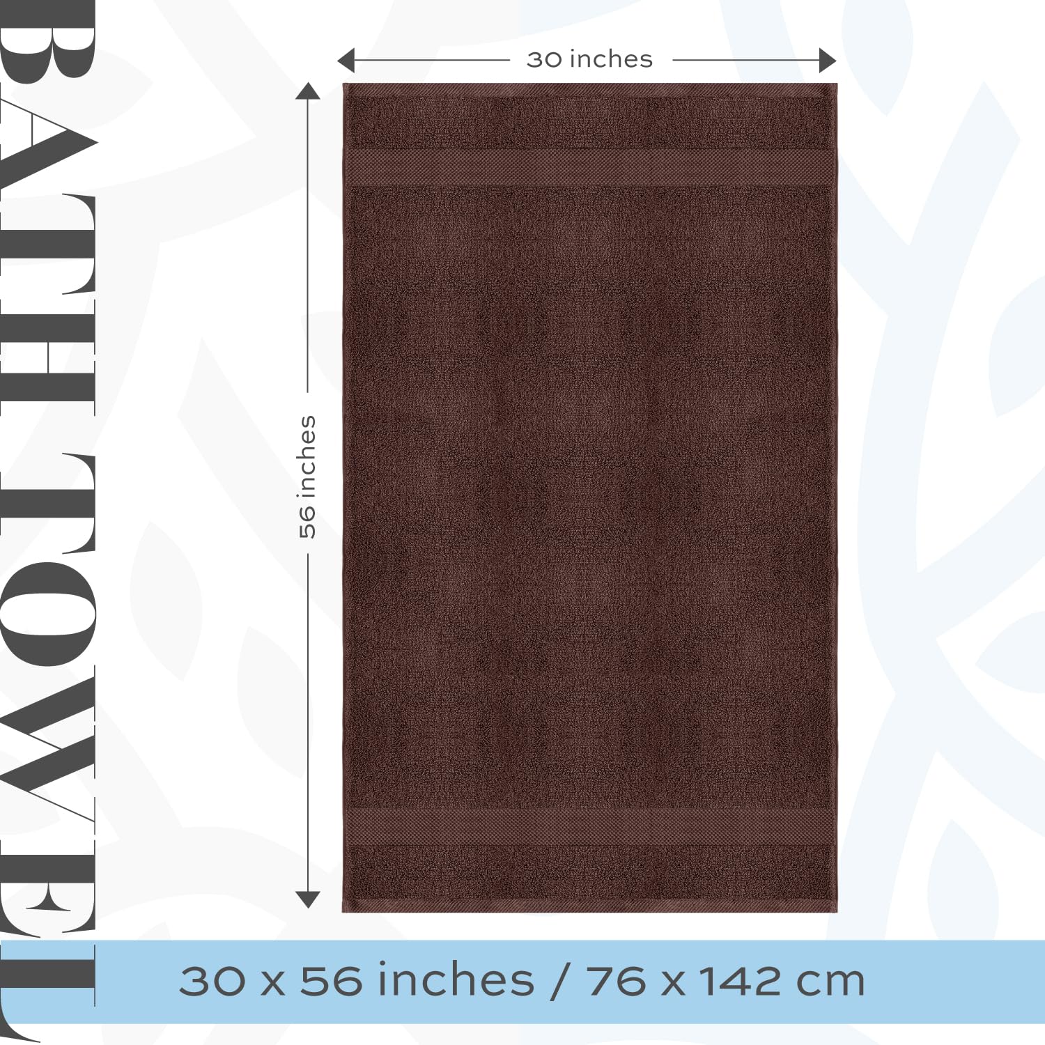 White Classic Luxury Bath Towels Large - Cotton Hotel spa Bathroom Towel 30x56  4 Pack  Brown