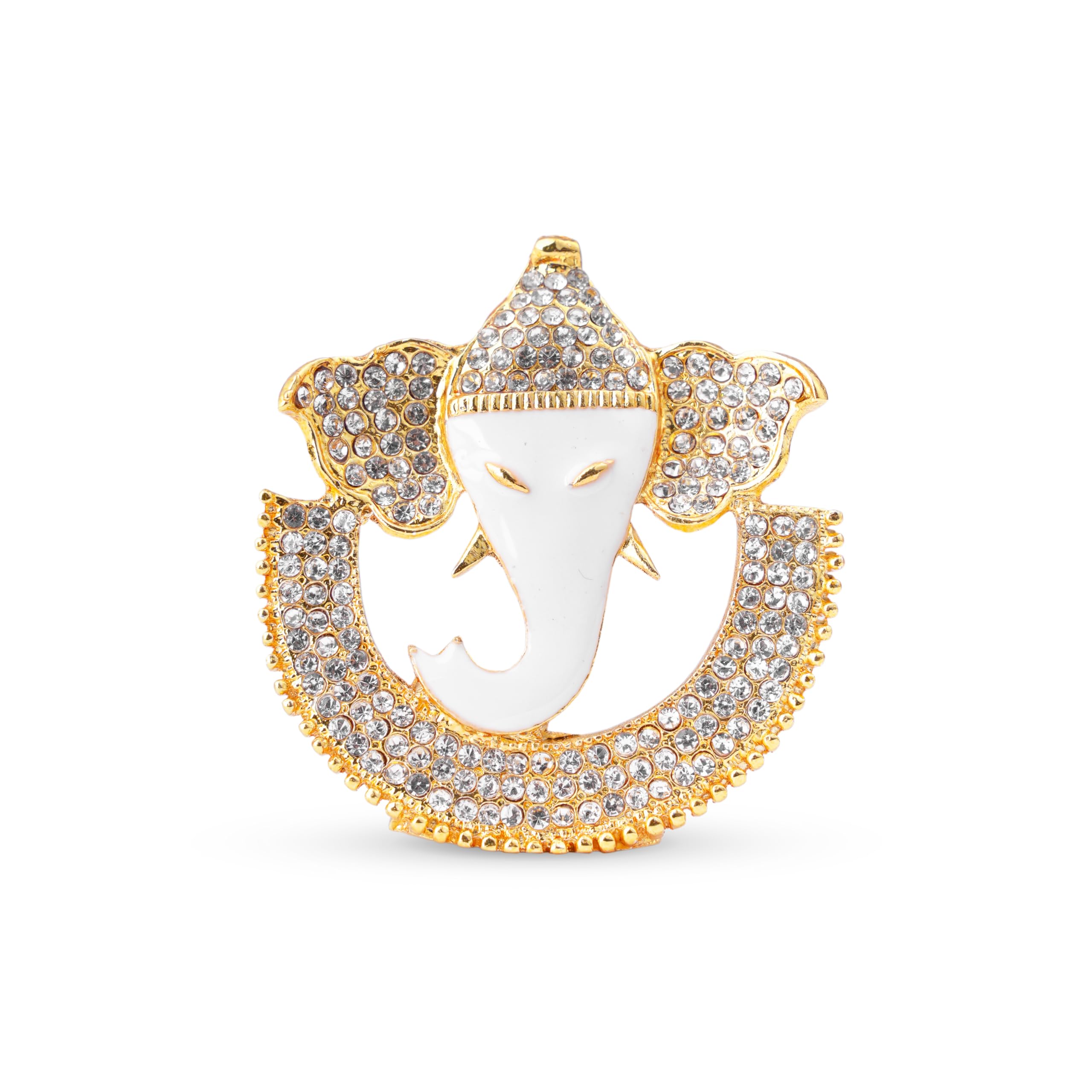 Neetu Arts Gold Plated Chandra Ganpati, Ganesh Idol || For Car Dashboard, Home, Office, Diwali, Desk Decor (6 Cm, Gold)