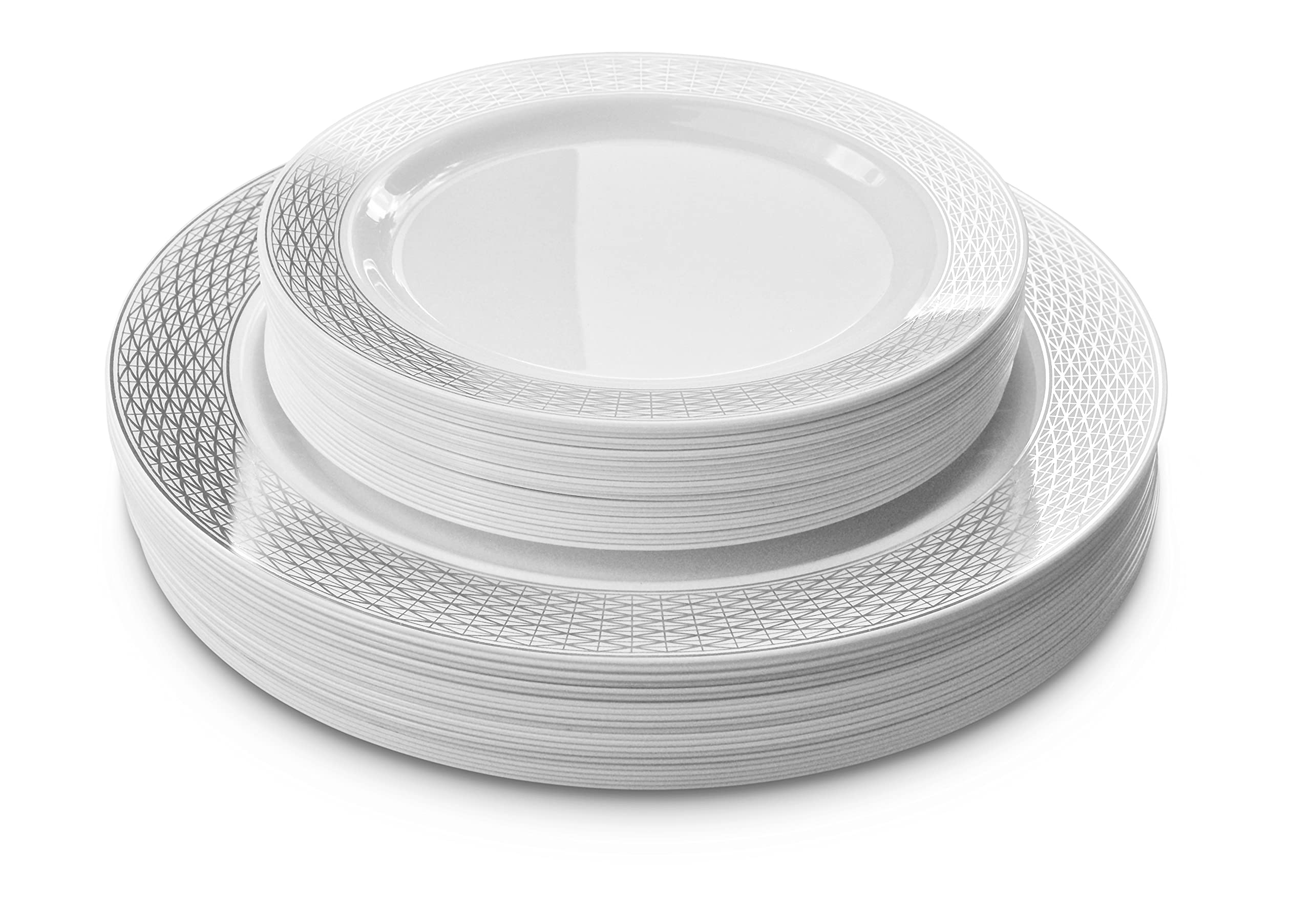 Occasions 240 Plates Pack,(120 Guests) Heavyweight Premium Wedding Party Disposable Plastic Plates Set -120 X 10.5'' Dinner + 12