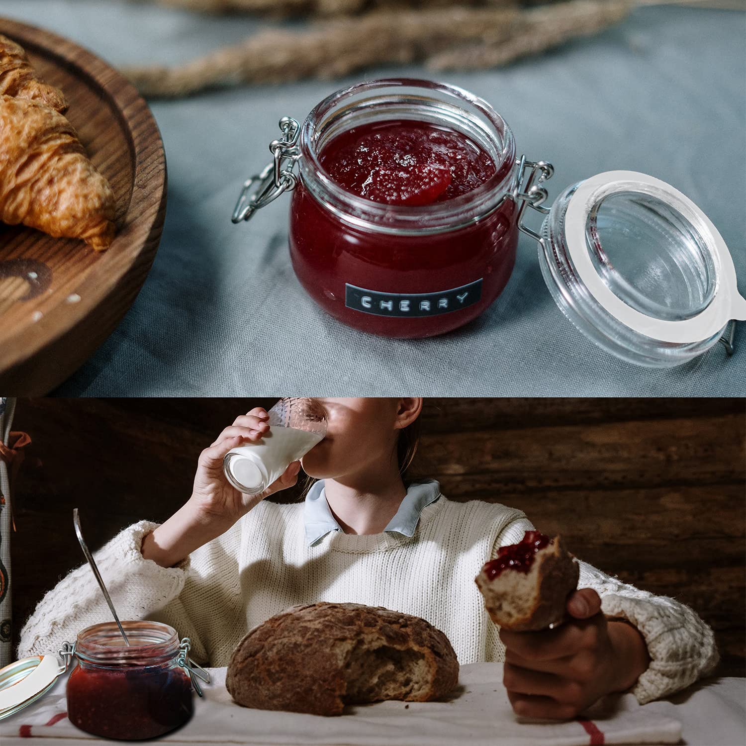 FCENDS Rubber Seal Rings - 12 Pack Airtight Silicone Gaskets for Glass Jars, Leakproof, White