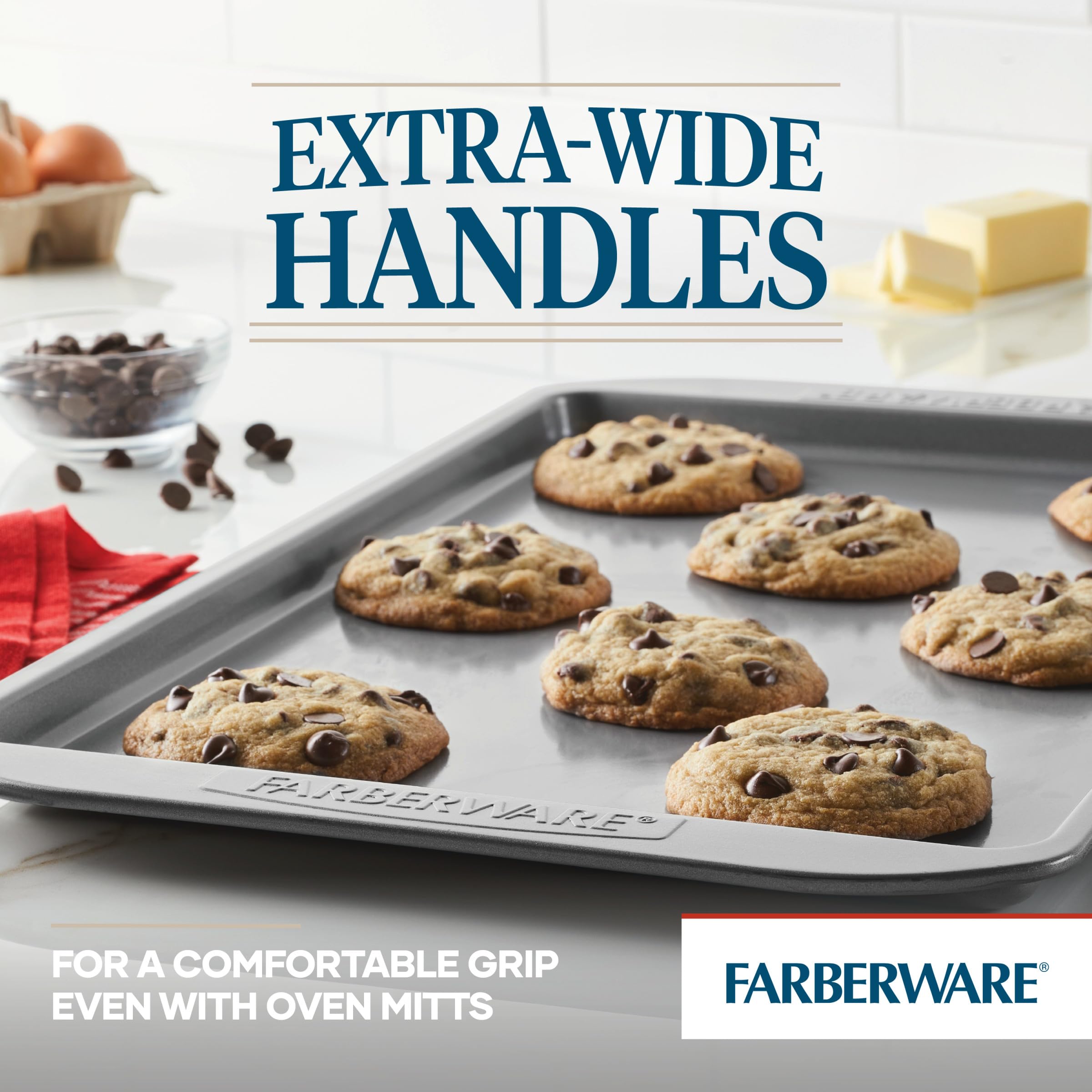 Farberware Nonstick Bakeware Set, Nonstick Cookie Sheets / Baking Sheets - 2 Piece, Gray