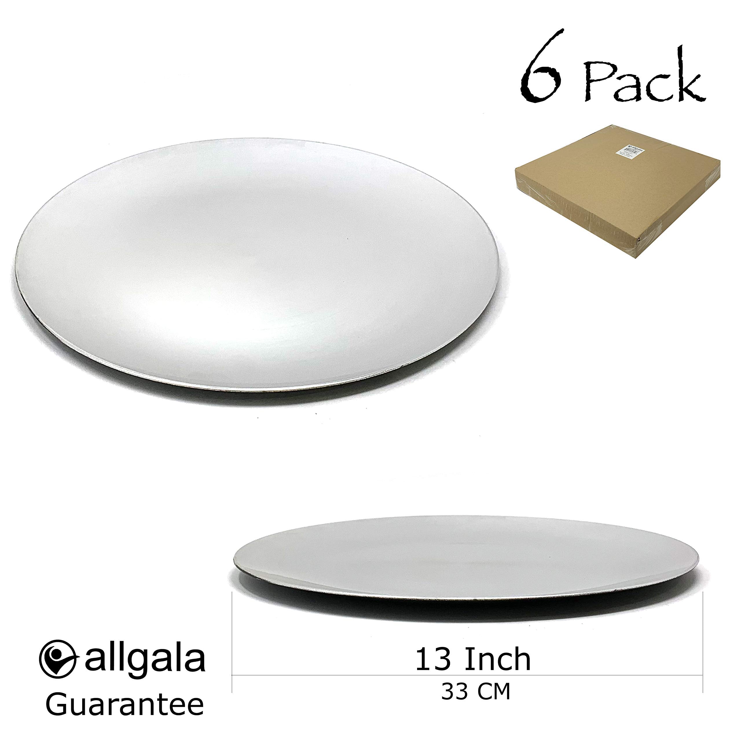 allgala 13-Inch 6-Pack Heavy Quality Round Charger Plates-Brushed silver-HD80322