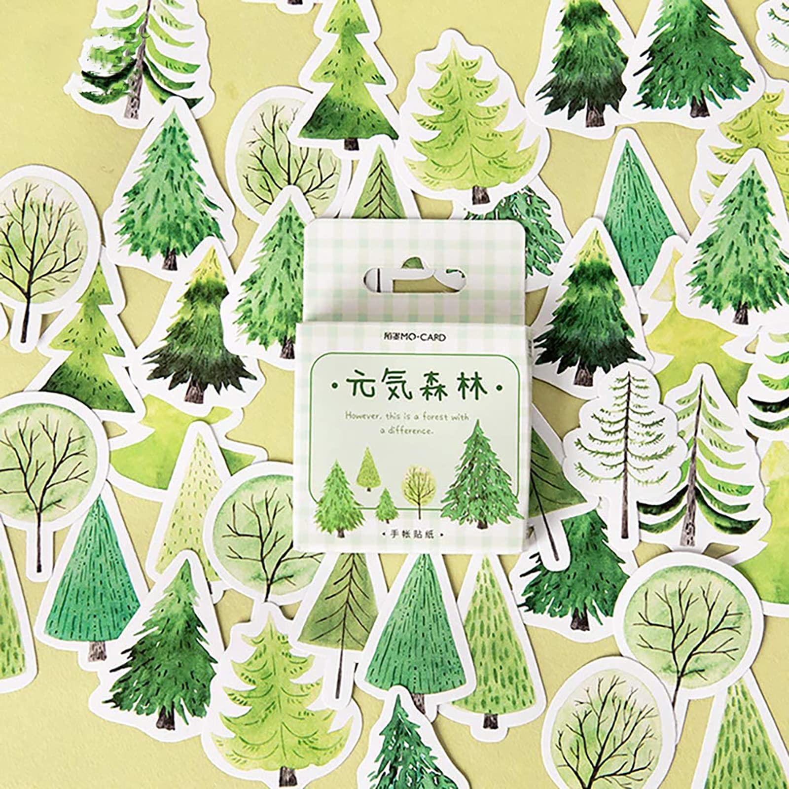 45 Pcs Small Scrapbooks Laptop Stickers, Doraking Boxed Forest Plants Leaves Pine Tree Decorative Stickers For Laptop Scrapbooki