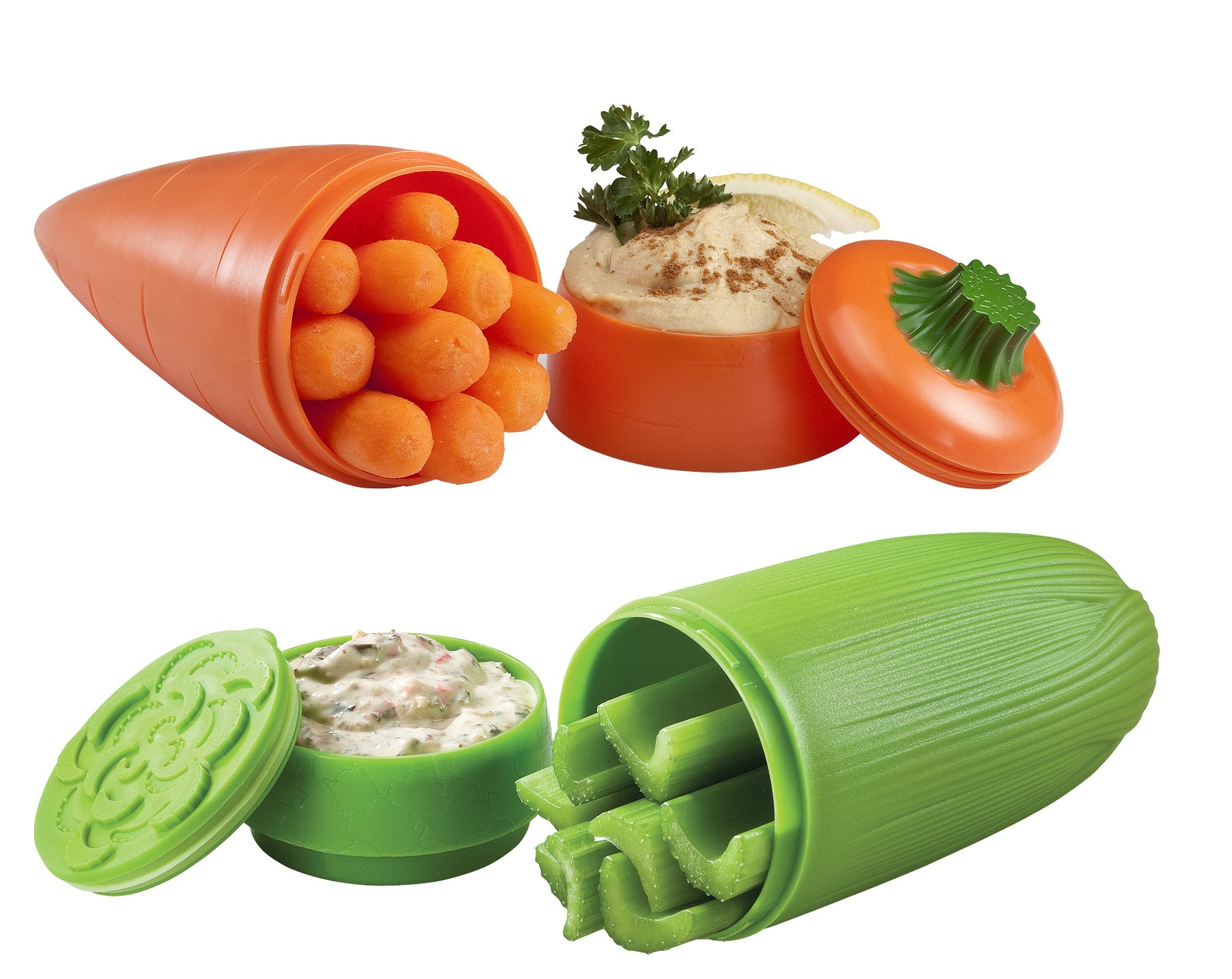 Hutzler Plastic Attack Snack containers, 2.6 x 7, Orange/Green