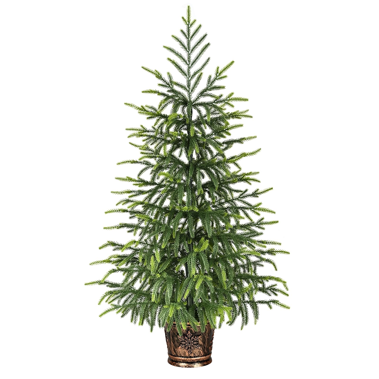 Siyaluens 2FT Norfolk Pine Tree with Pot - Tabletop Christmas Tree with Real Touch PE Branch Tips for Front Porch Kitchens Home 