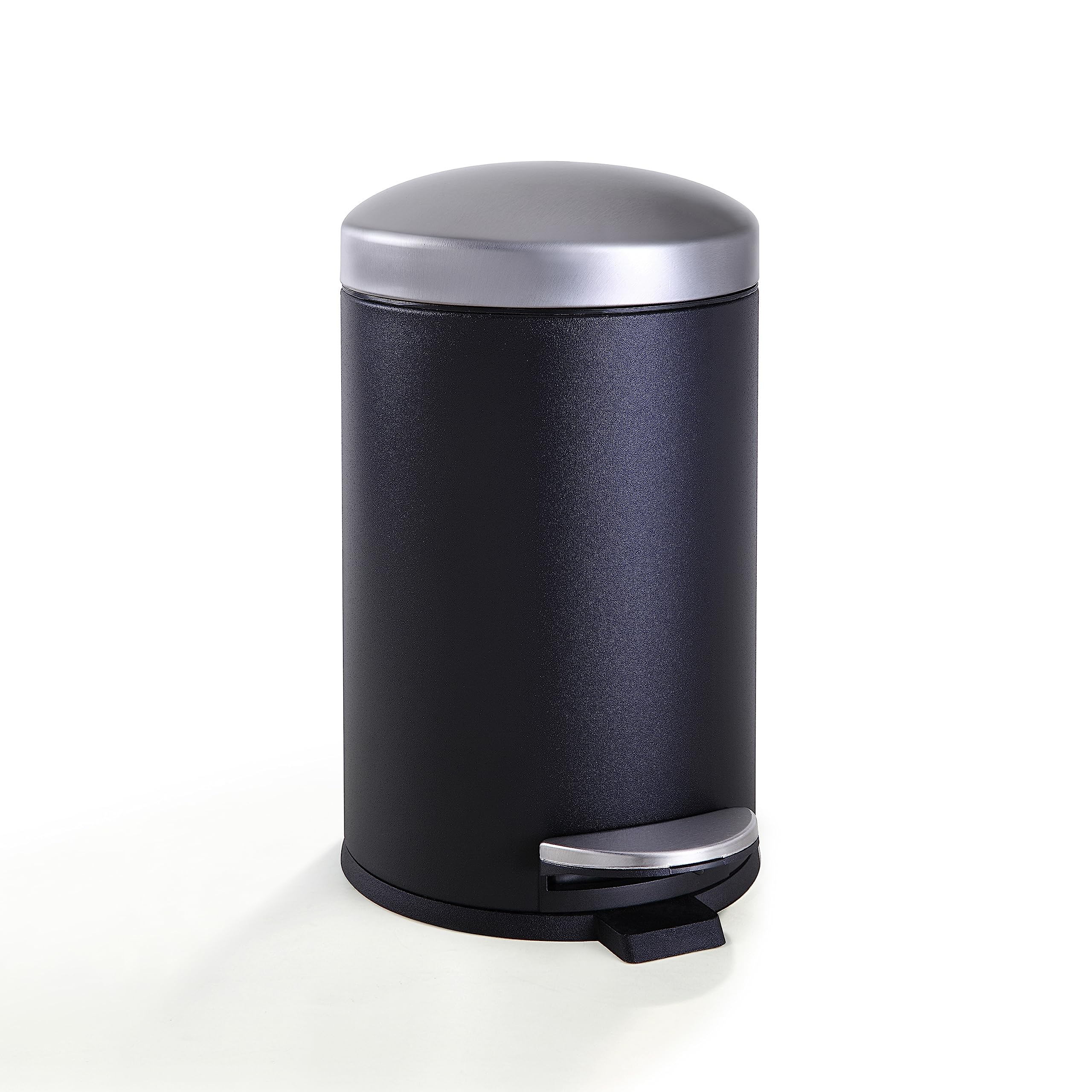 SunnyPoint 4.5 Liter / 1.2 Gallon Round Trash Can with Plastic Inner Bucket; Bathroom, Office, Kitchen and Bedroom Step On and S