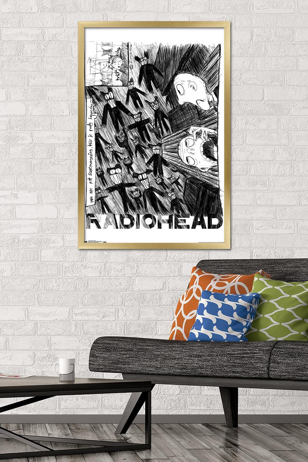 Trends International Radiohead - Scribble Wall Poster, 22.375'' X 34'', Gold Framed Version