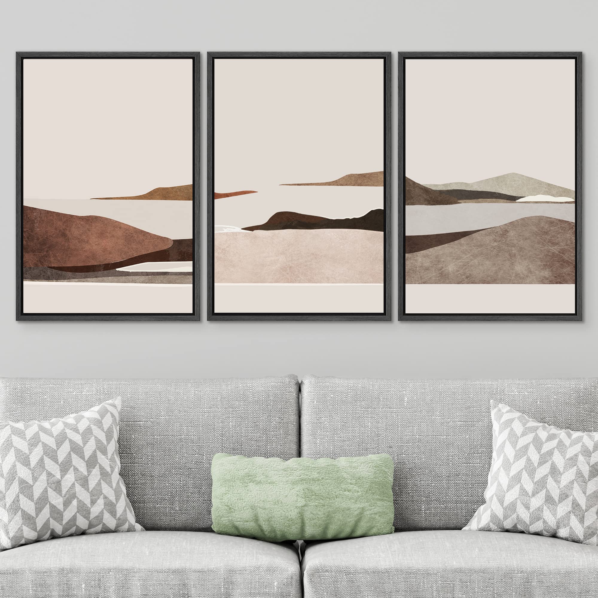 Signwin 3 Piece Framed Canvas Wall Art Flower Canvas Home Artwork Decoration For Living Room,Bedroom - 24''X36''X3 Black