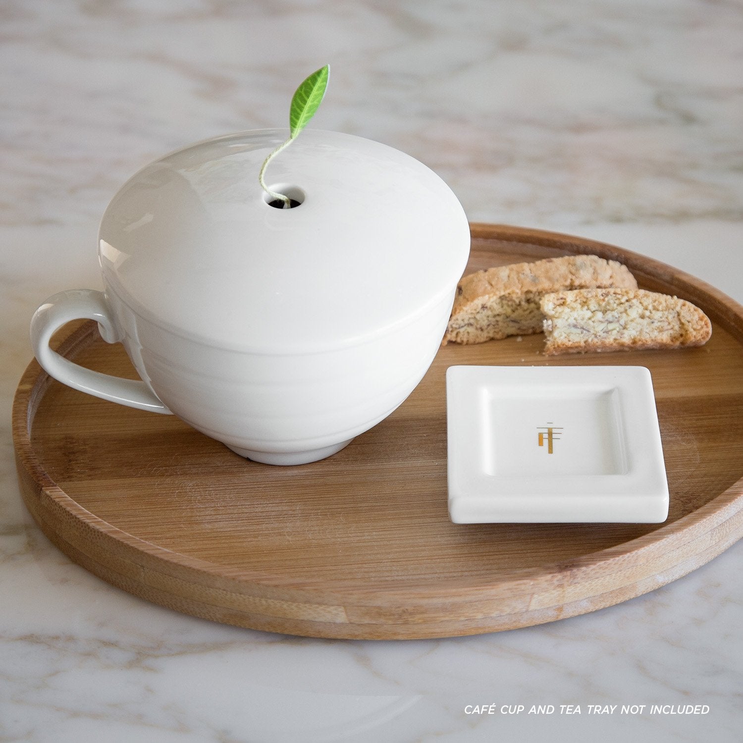 Tea Forte Natural Bamboo Small Oval Decorative Serving Tray For Tea, Coffee, Snacks, 9 In X 7 In